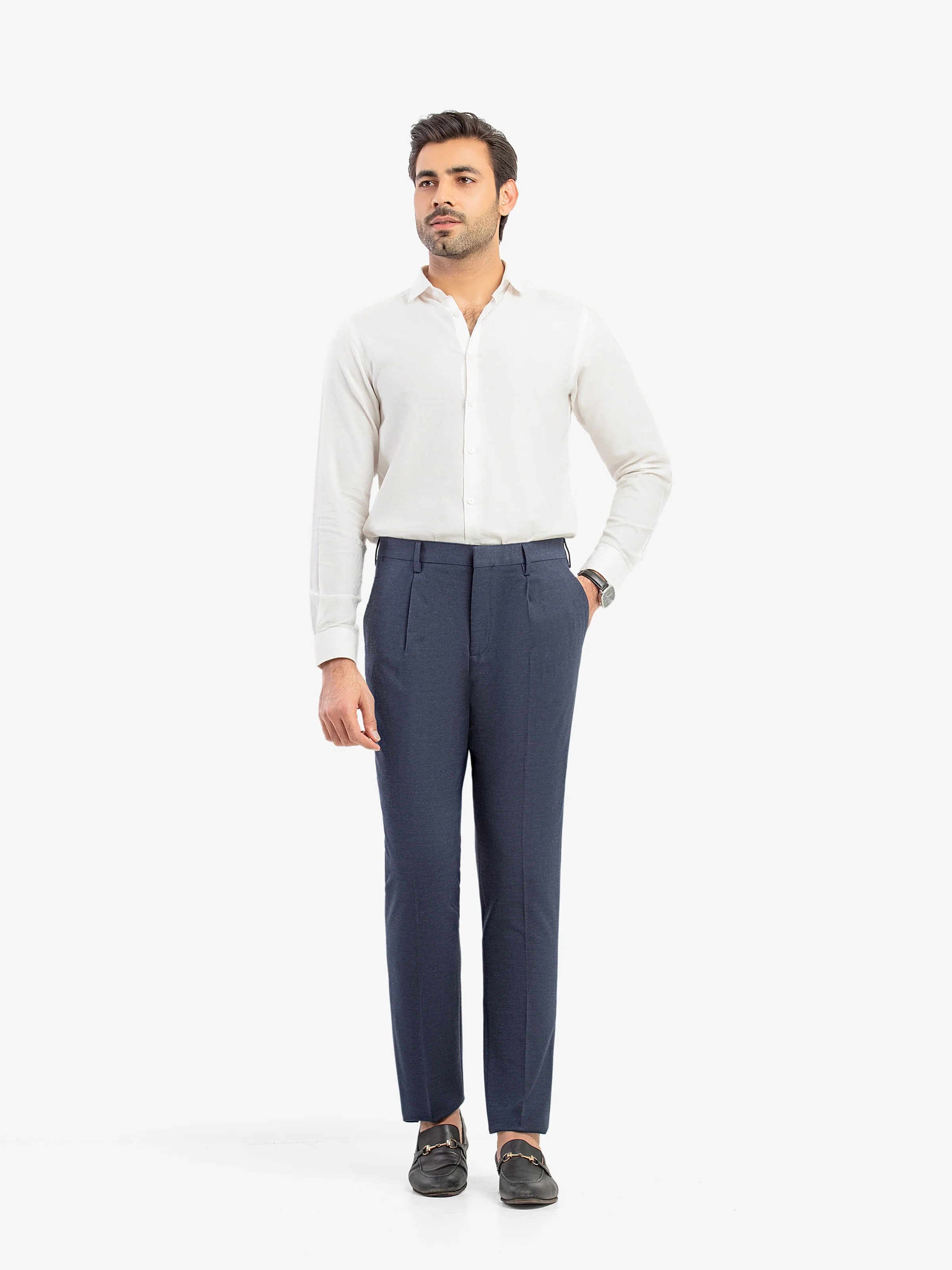Men's Blue Formal Pant - EMBPF5-15279 - Image 2