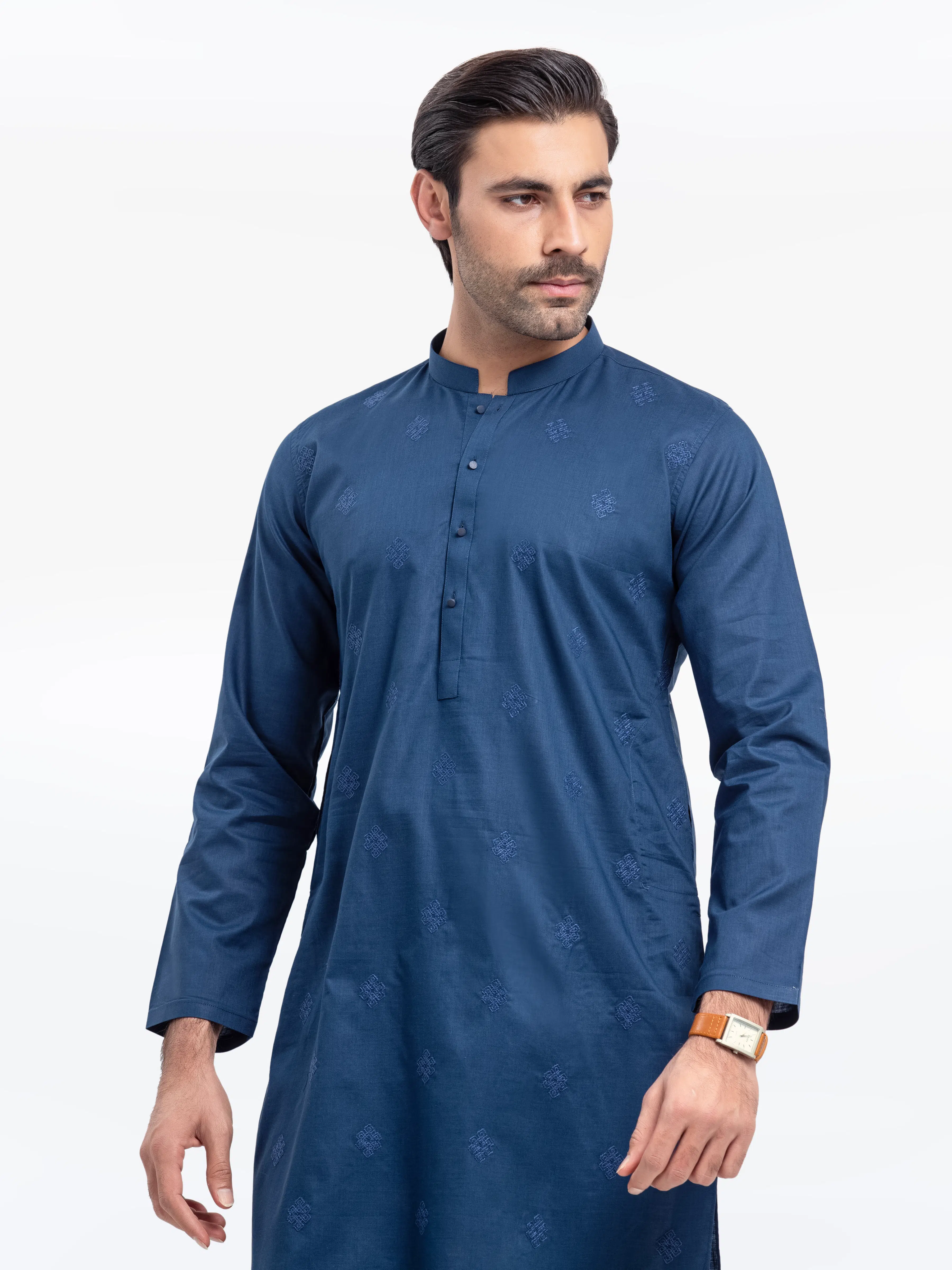 Men's Blue Kurta - EMTK25S-99497 - Image 2