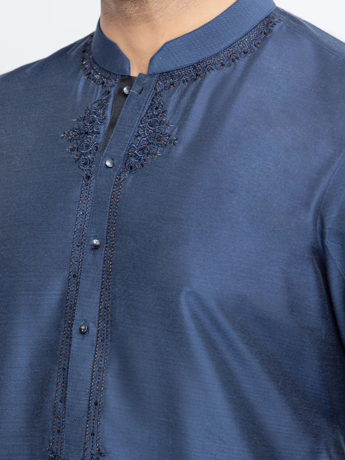 Men's Blue Kurta - EMTKC24-117 - Image 3