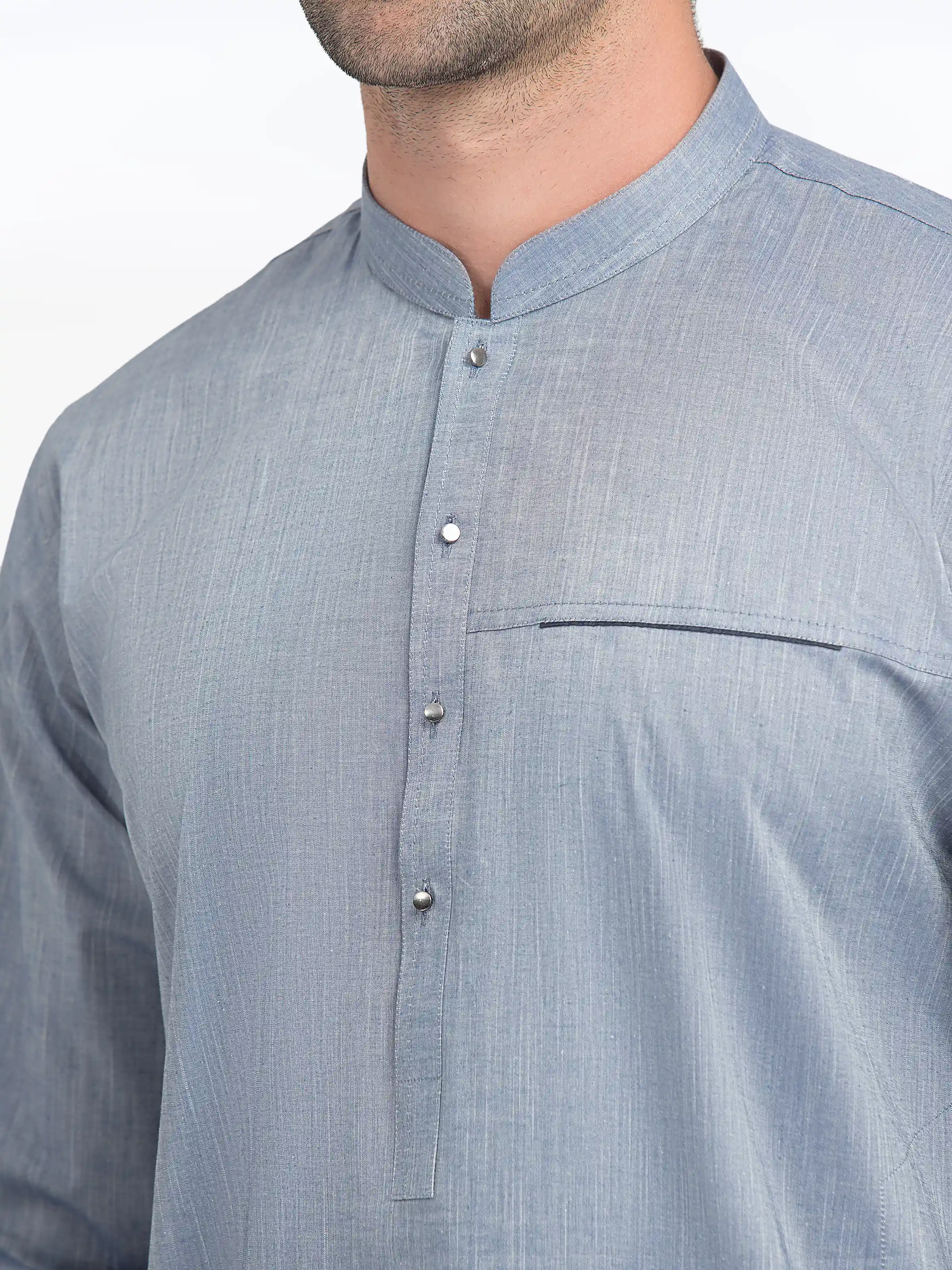 Men's Blue Kurta Pajama - EMTKPT5-058 - Image 3
