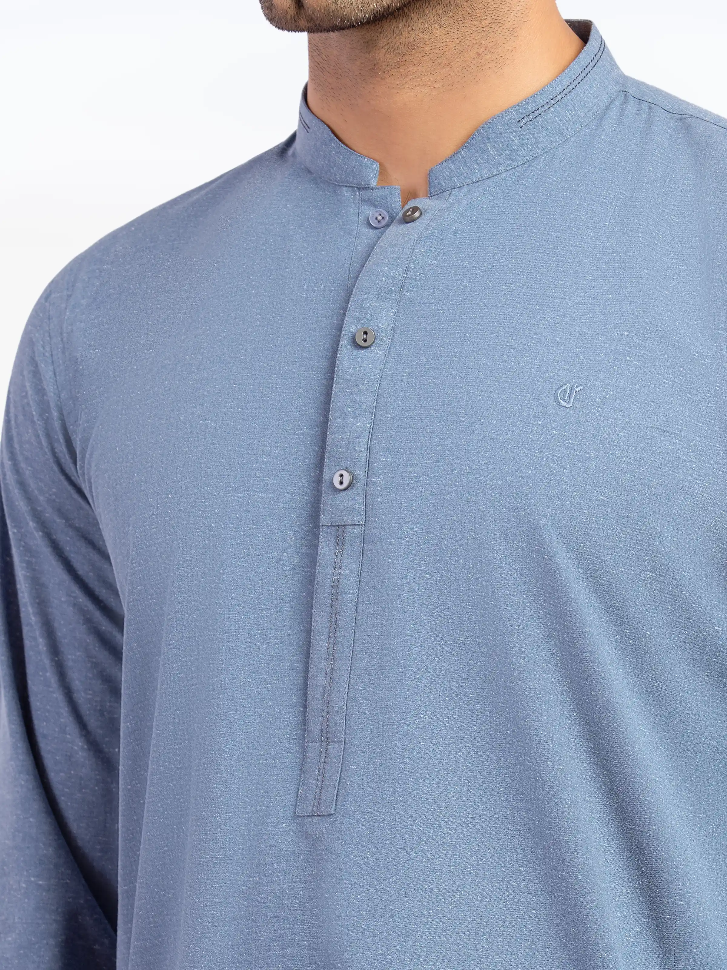 Men's Blue Kurta Pajama - EMTKPT5-071 - Image 3