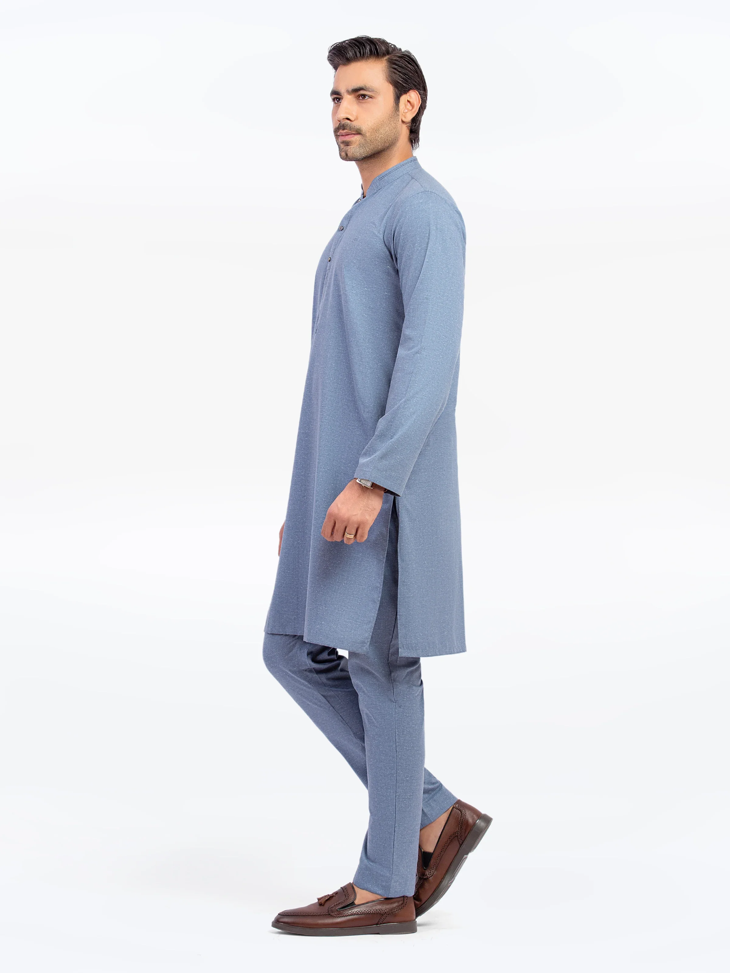 Men's Blue Kurta Pajama - EMTKPT5-071 - Image 4