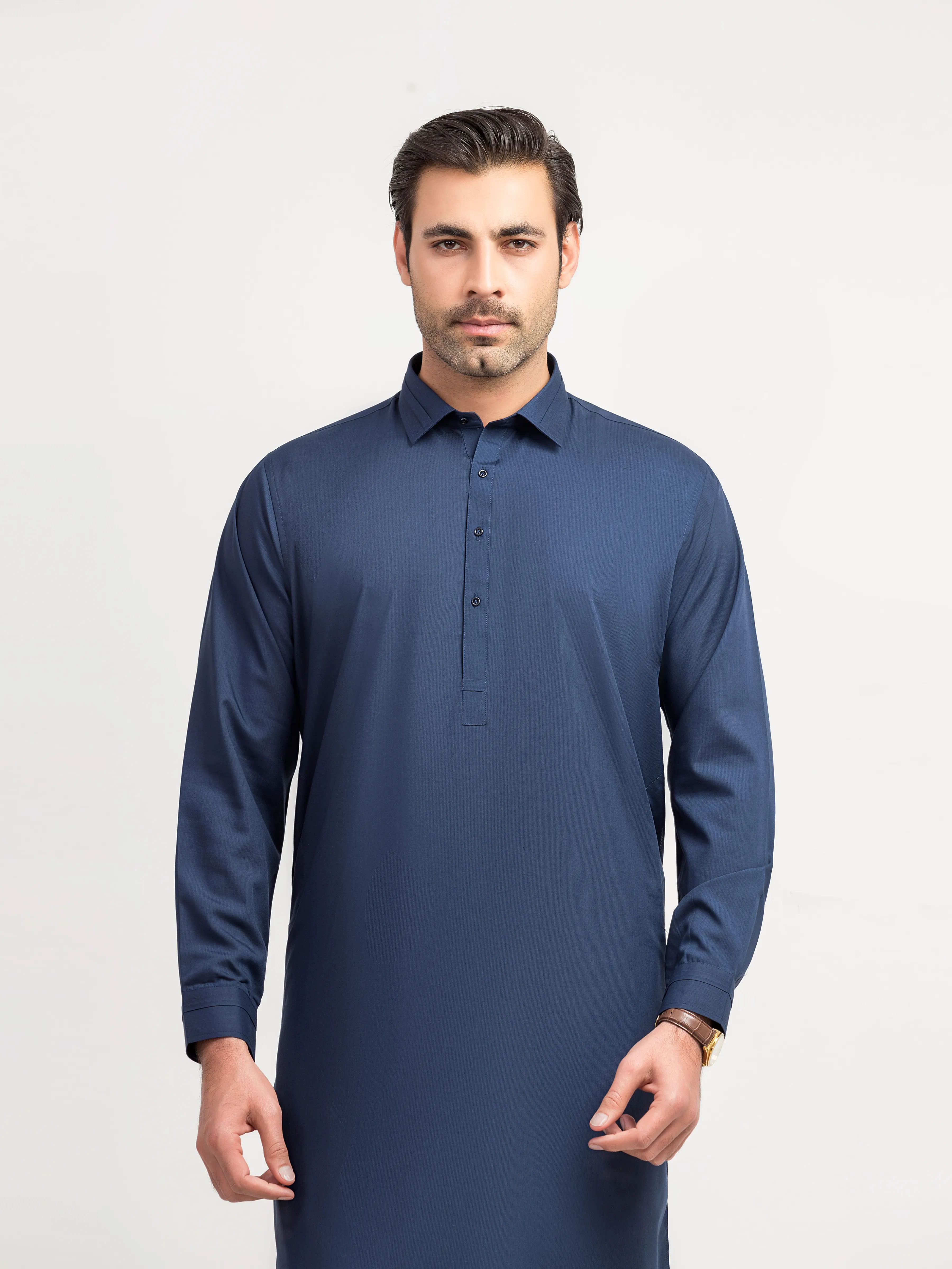 Men's Blue Shalwar Kameez - EMTKS5-41227 - Image 2