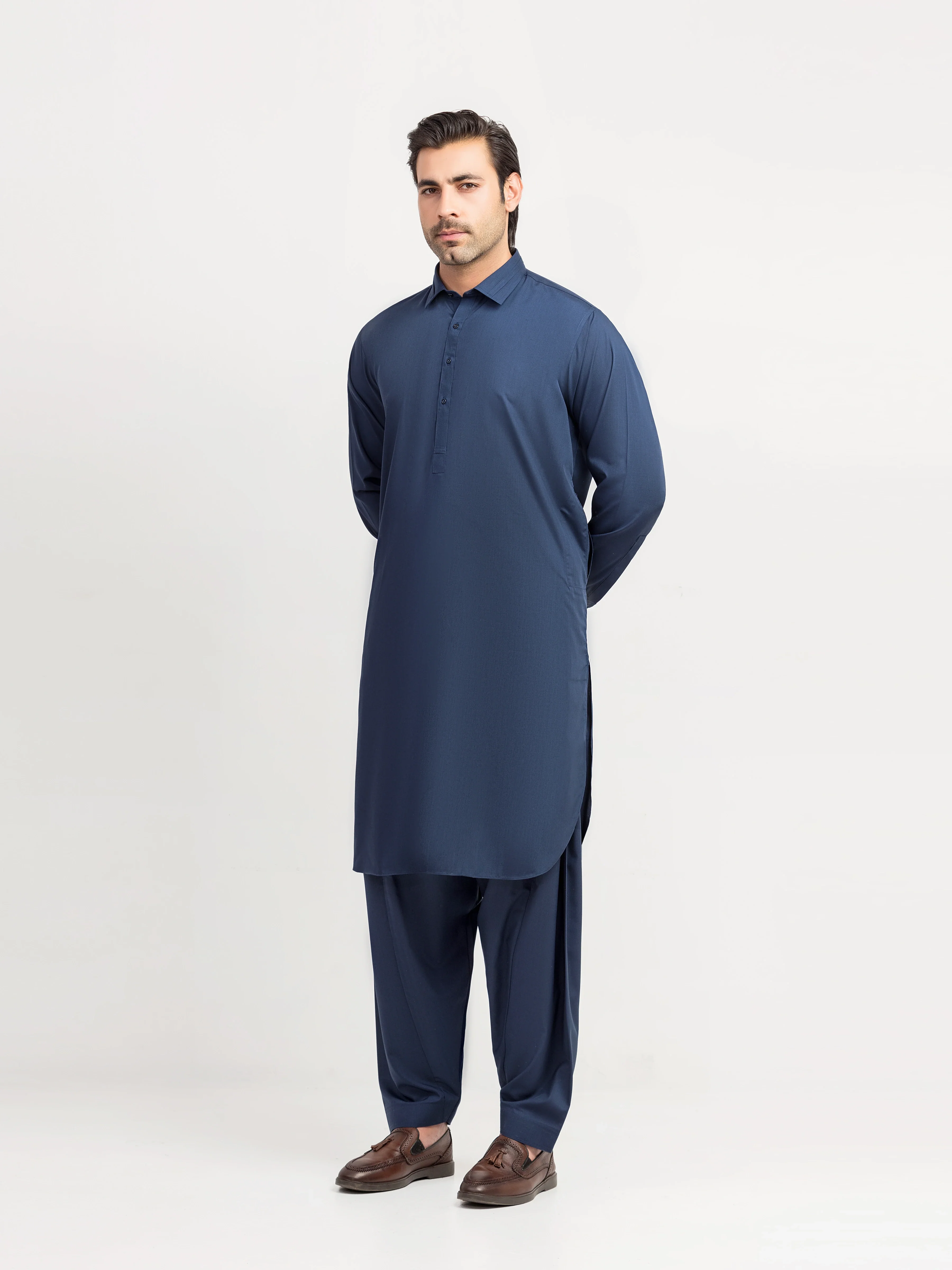 Men's Blue Shalwar Kameez - EMTKS5-41227 - Image 5