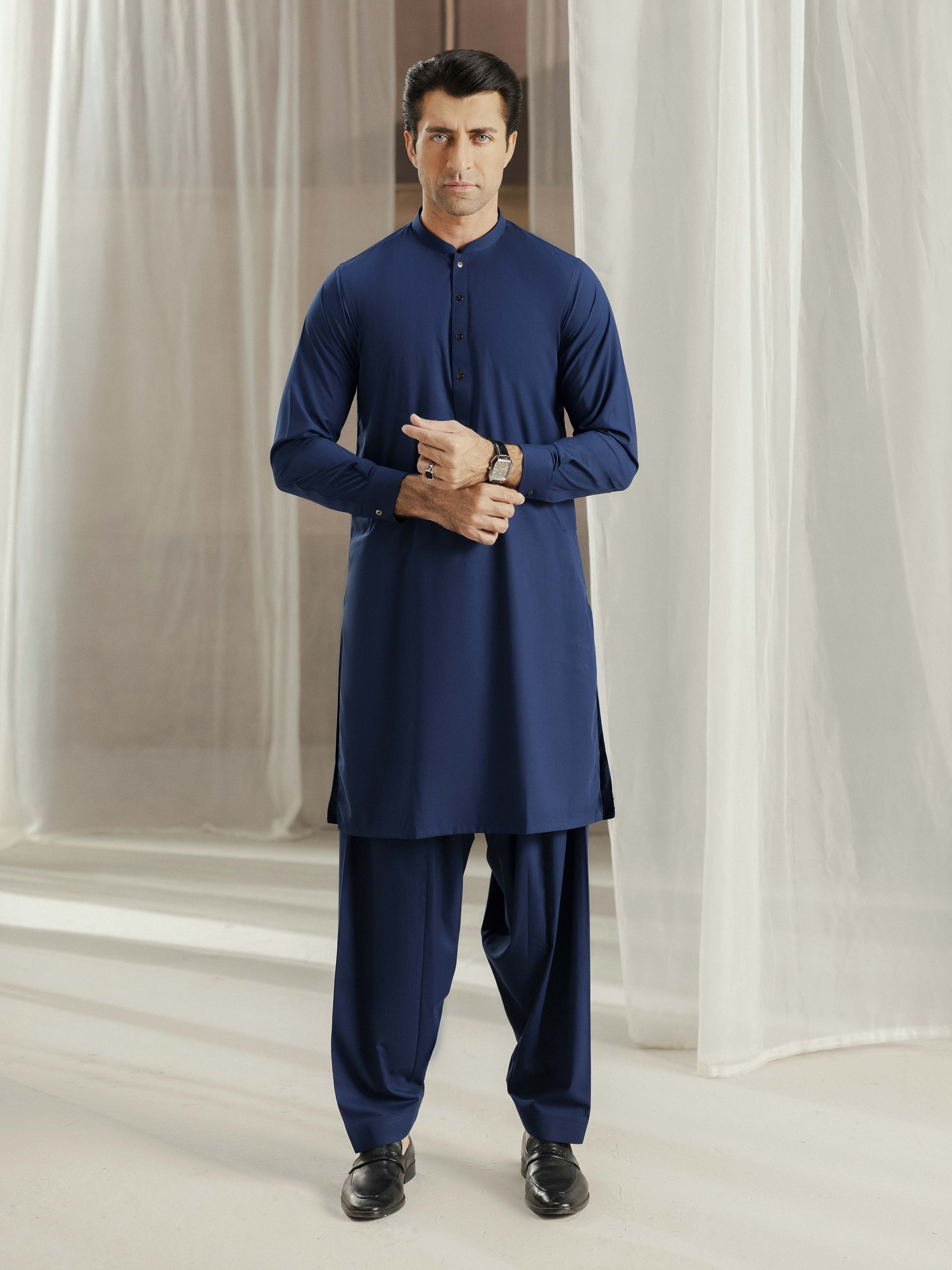 Men's Blue Shalwar Kameez - EMTKST5-99543