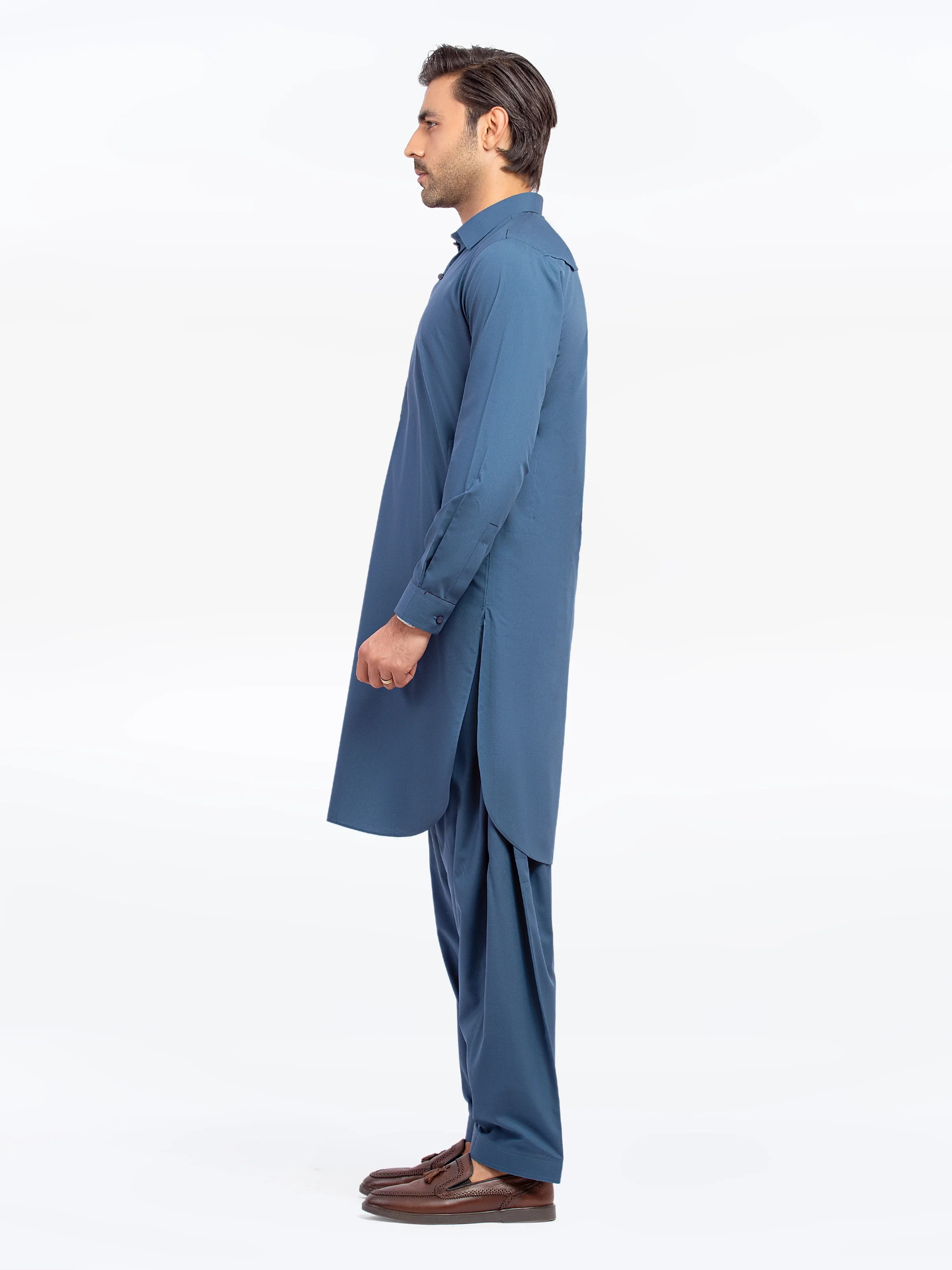 Men's Blue Shalwar Kameez - EMTKST5-99570 - Image 4