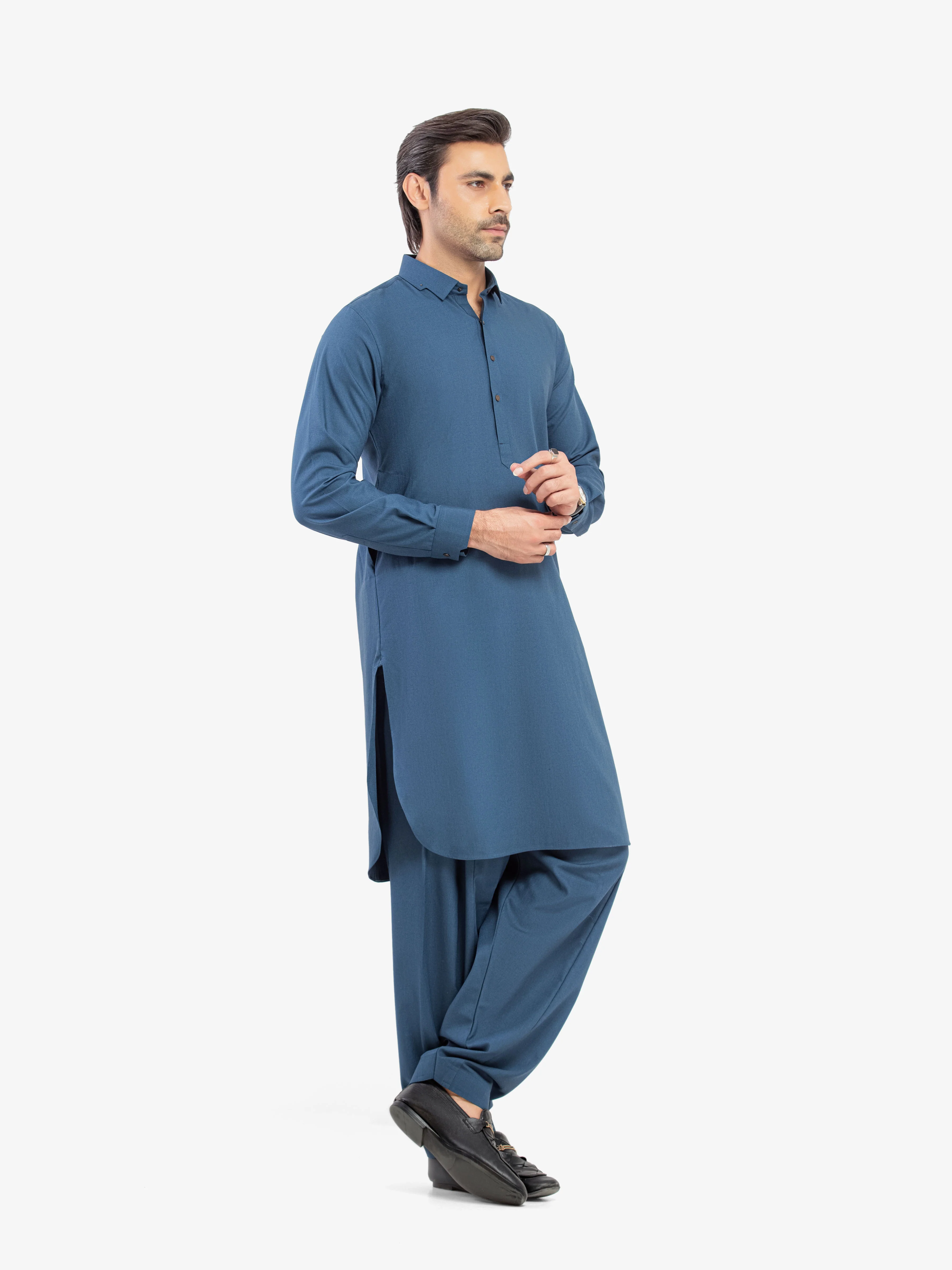 Men's Blue Shalwar Kameez - EMTKST5-99605 - Image 4