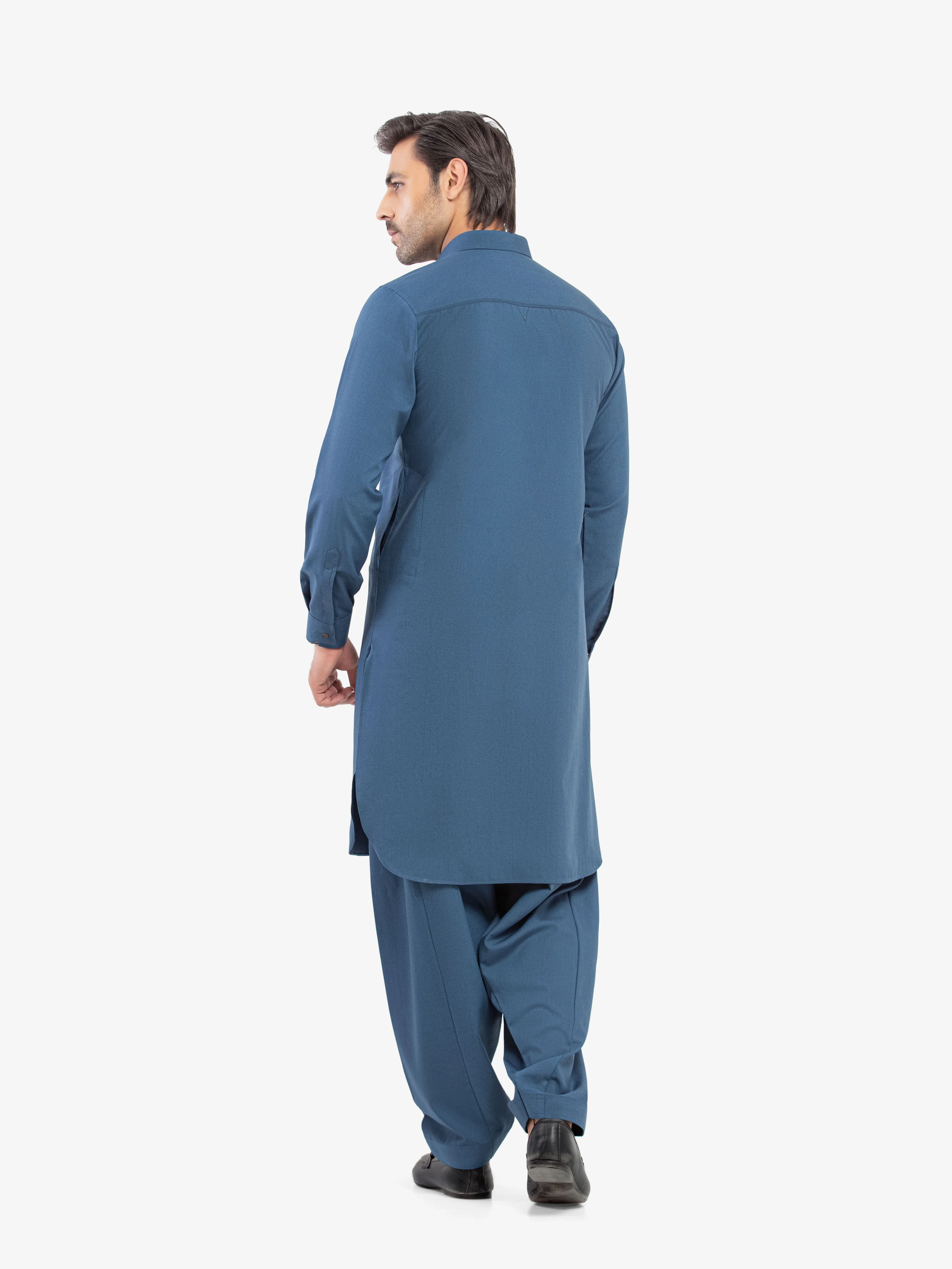 Men's Blue Shalwar Kameez - EMTKST5-99605 - Image 5