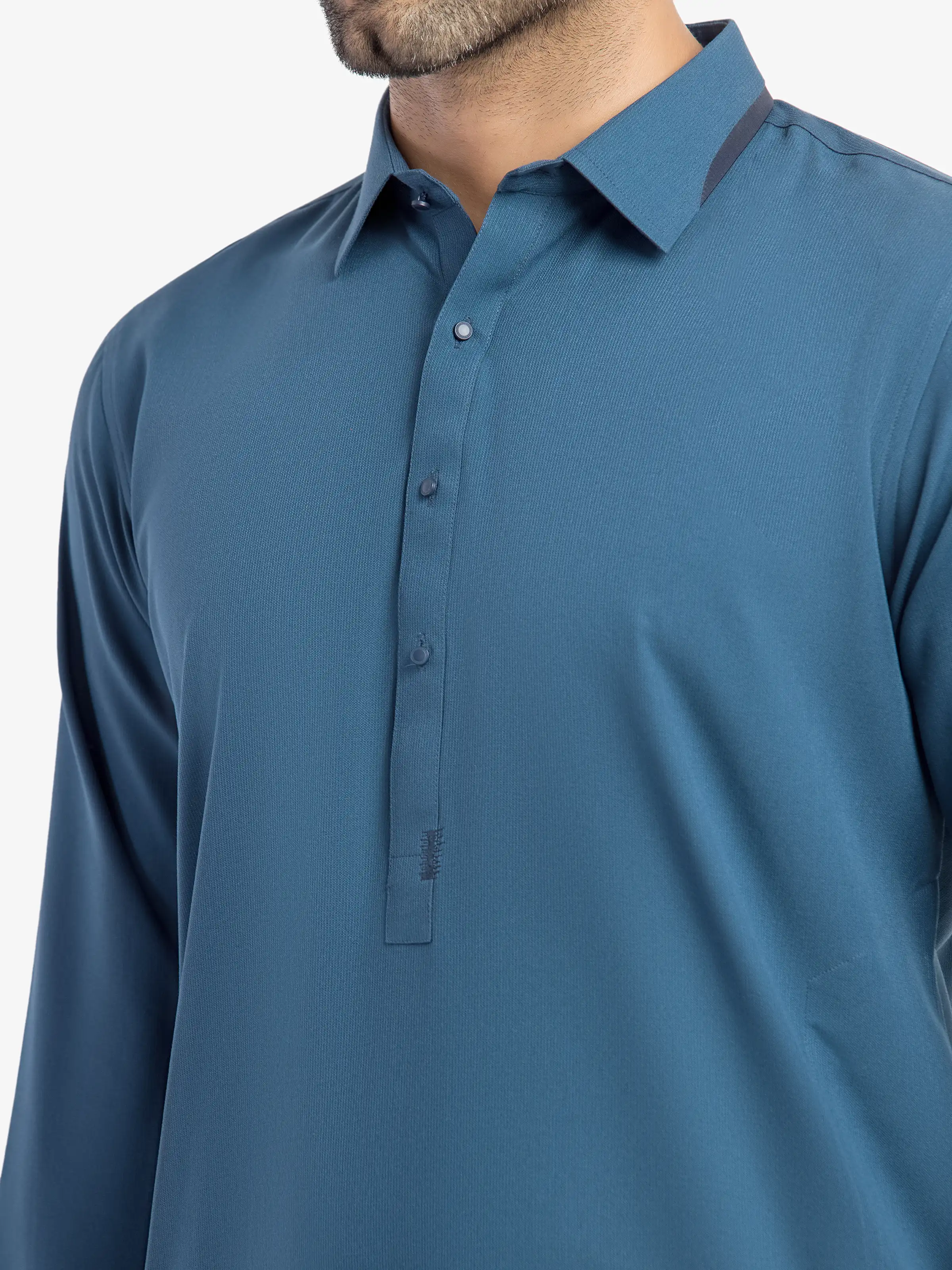 Men's Blue Shalwar Kameez - EMTKST5-99617 - Image 3