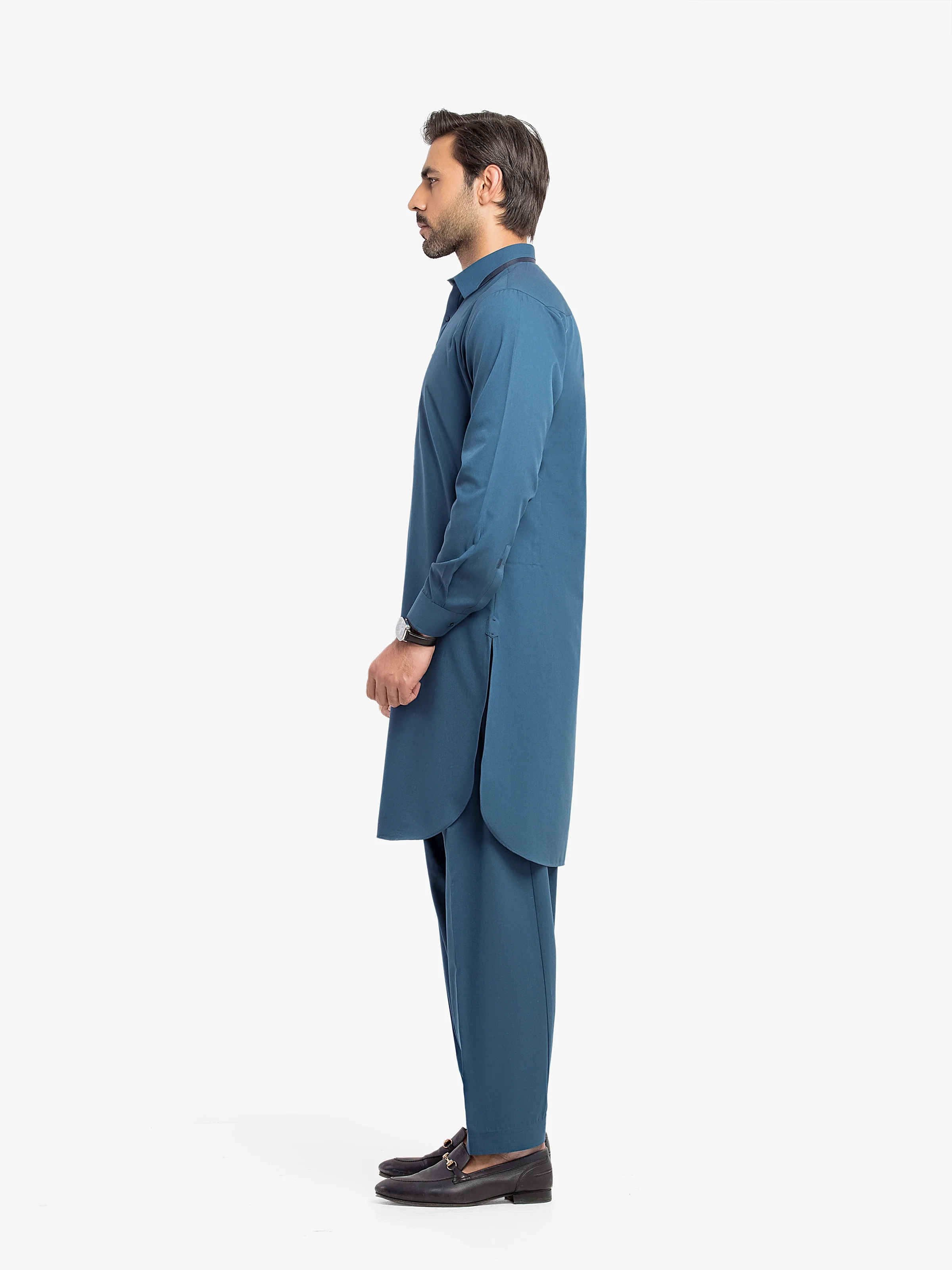 Men's Blue Shalwar Kameez - EMTKST5-99617 - Image 4