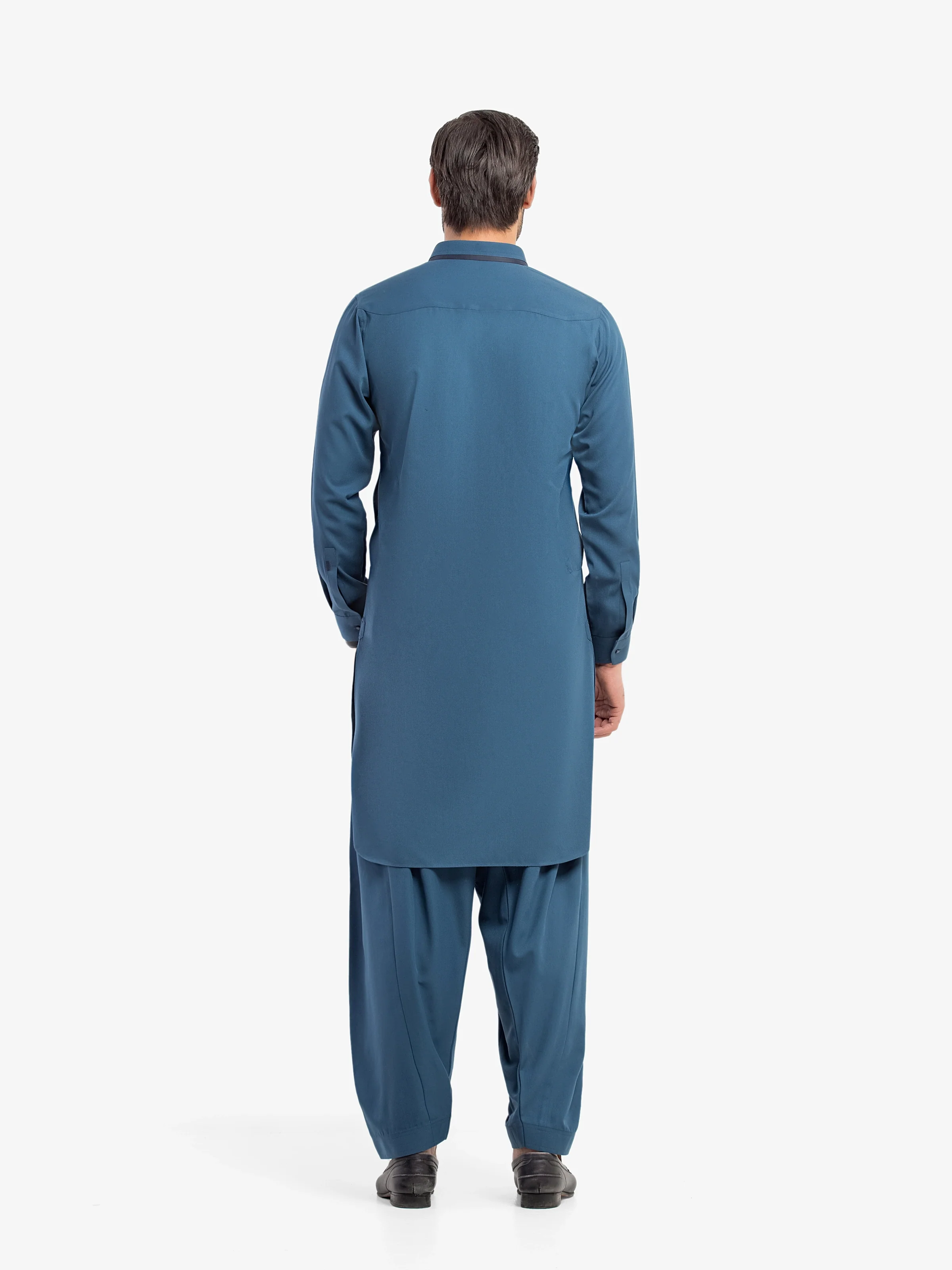 Men's Blue Shalwar Kameez - EMTKST5-99617 - Image 5