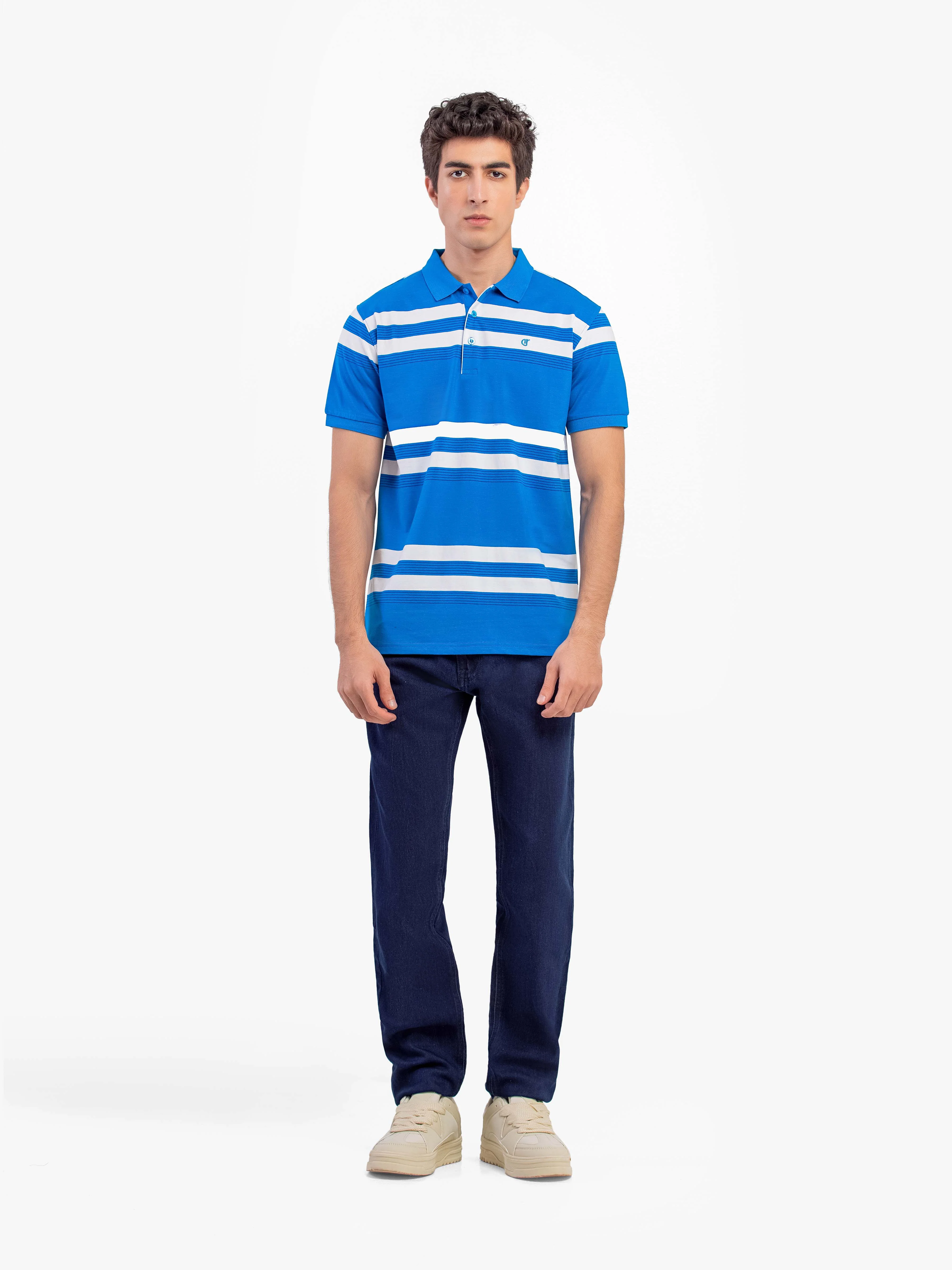 Men's Blue & White Polo Shirt - EMTPS5-101 - Image 3