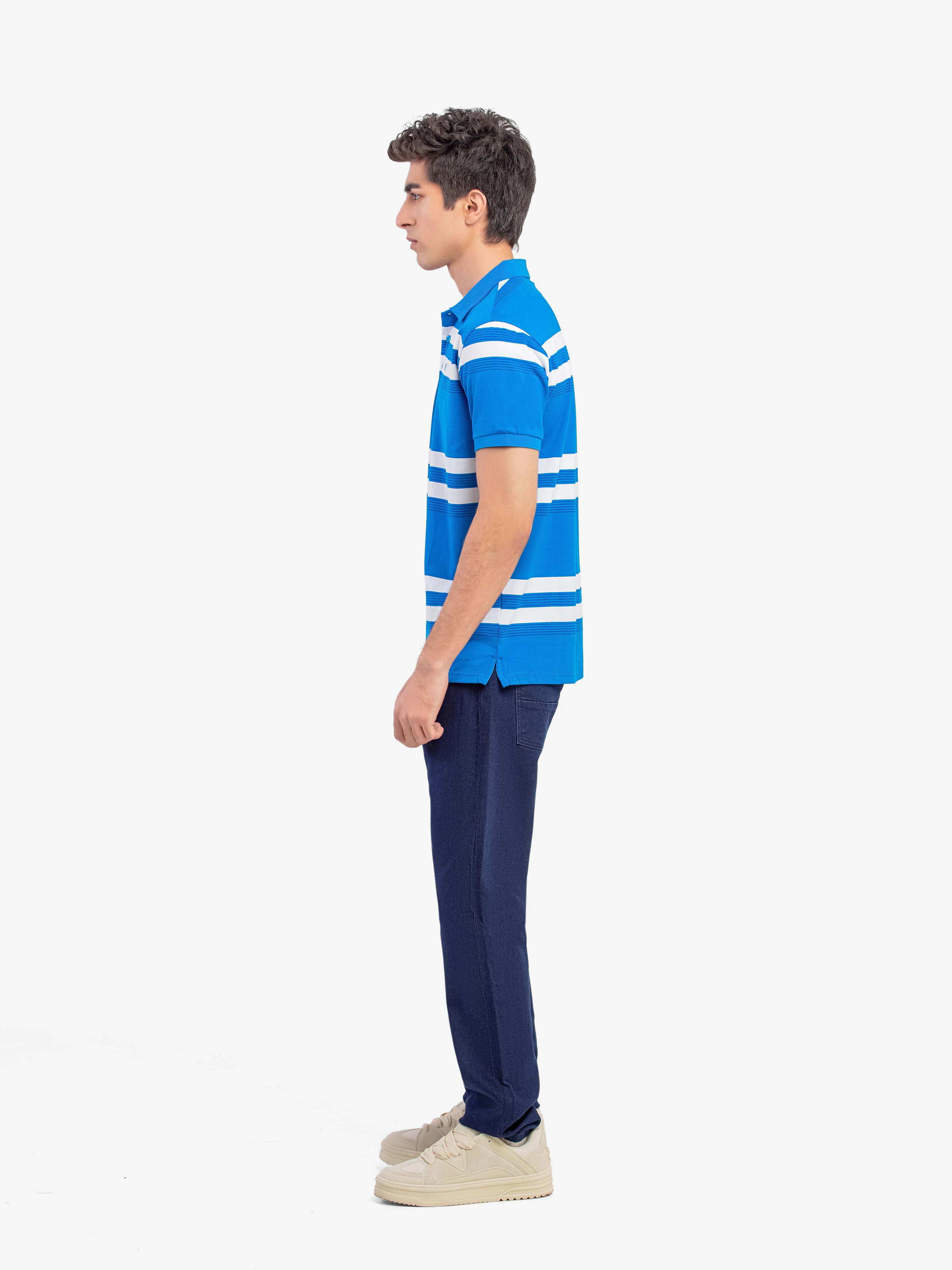 Men's Blue & White Polo Shirt - EMTPS5-101 - Image 4