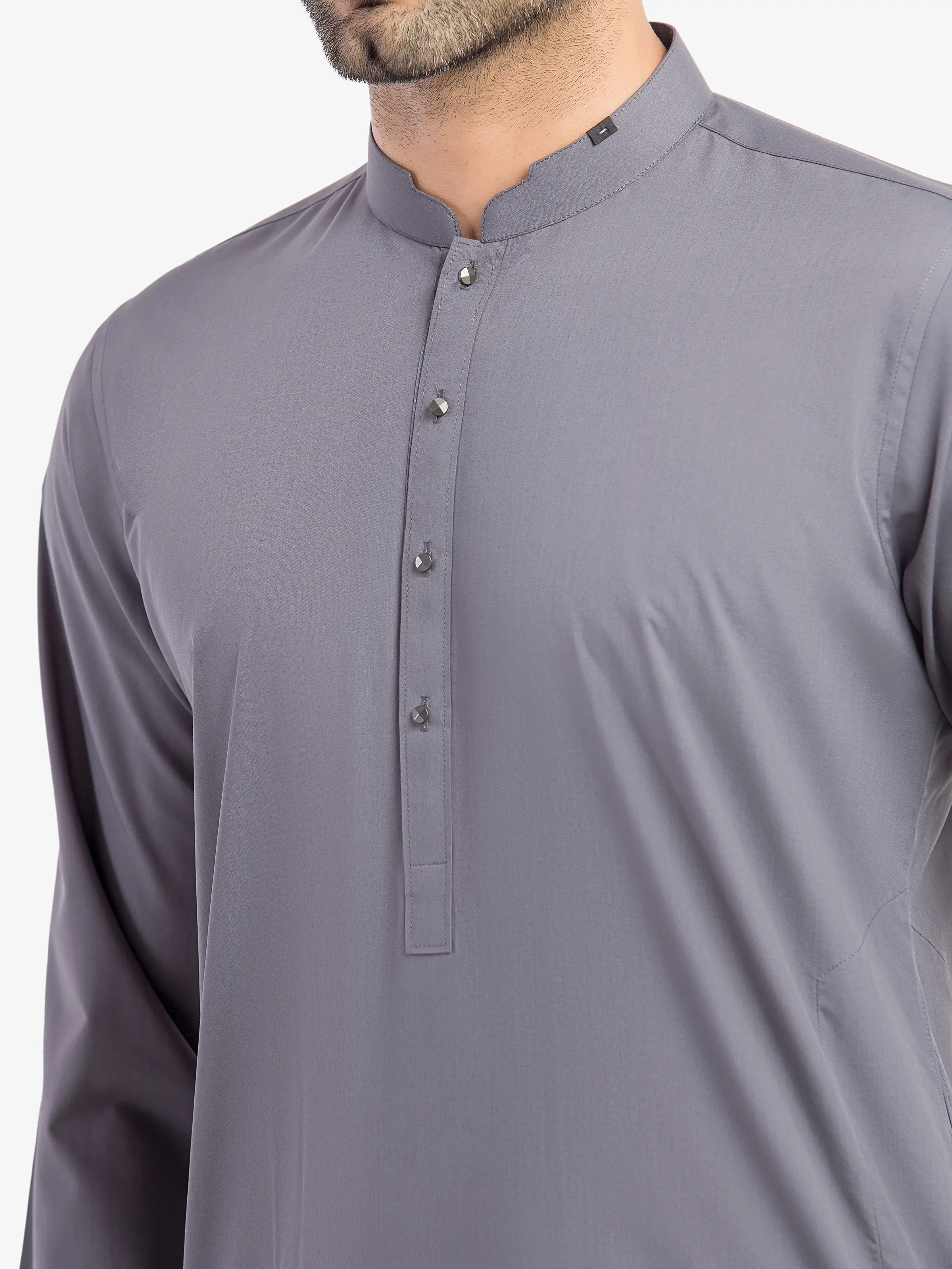 Men's Bluish Grey Shalwar Kameez - EMTKS5-41212 - Image 3