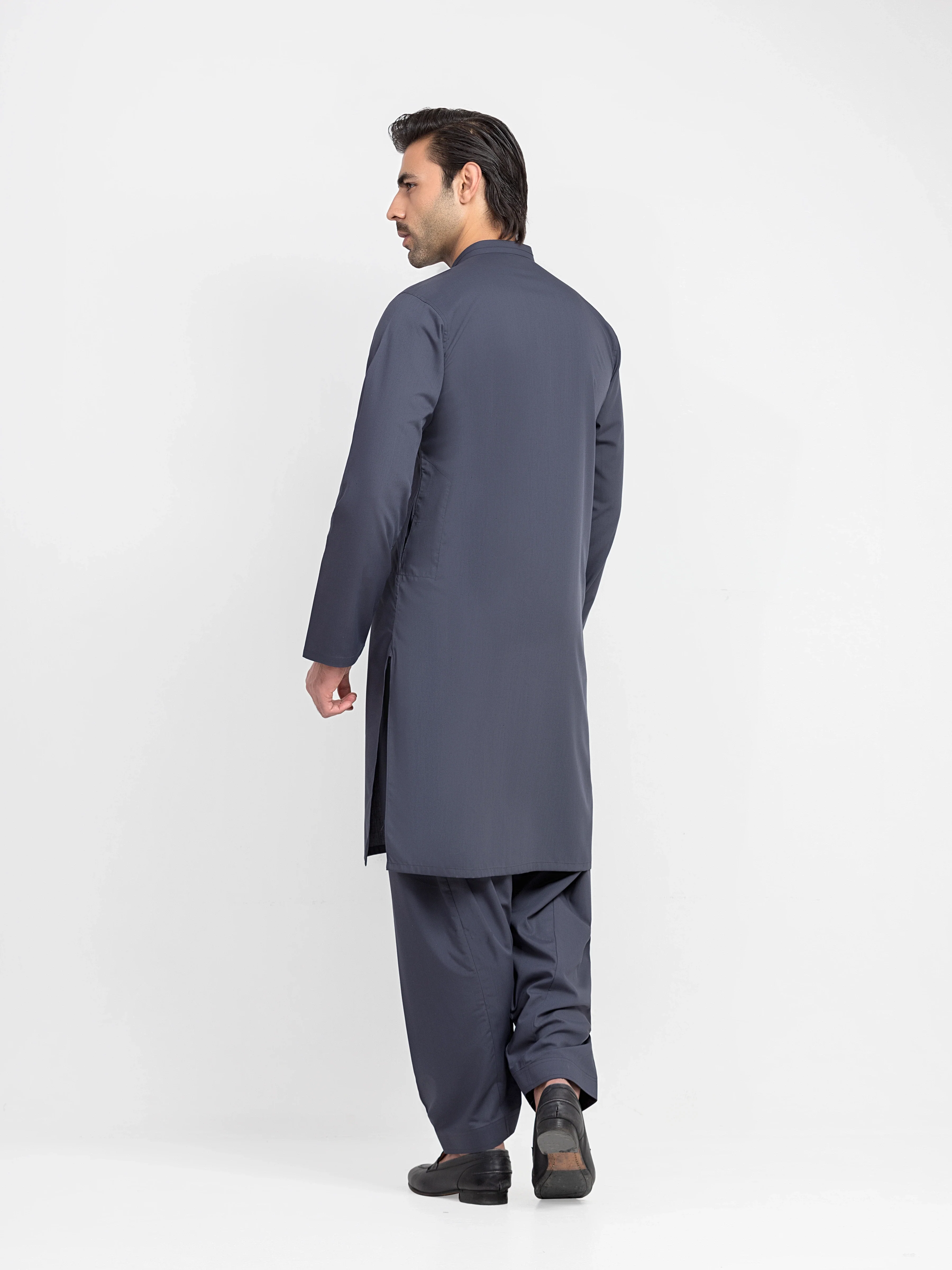 Men's Bluish Grey Shalwar Kameez - EMTKS5-41231 - Image 5