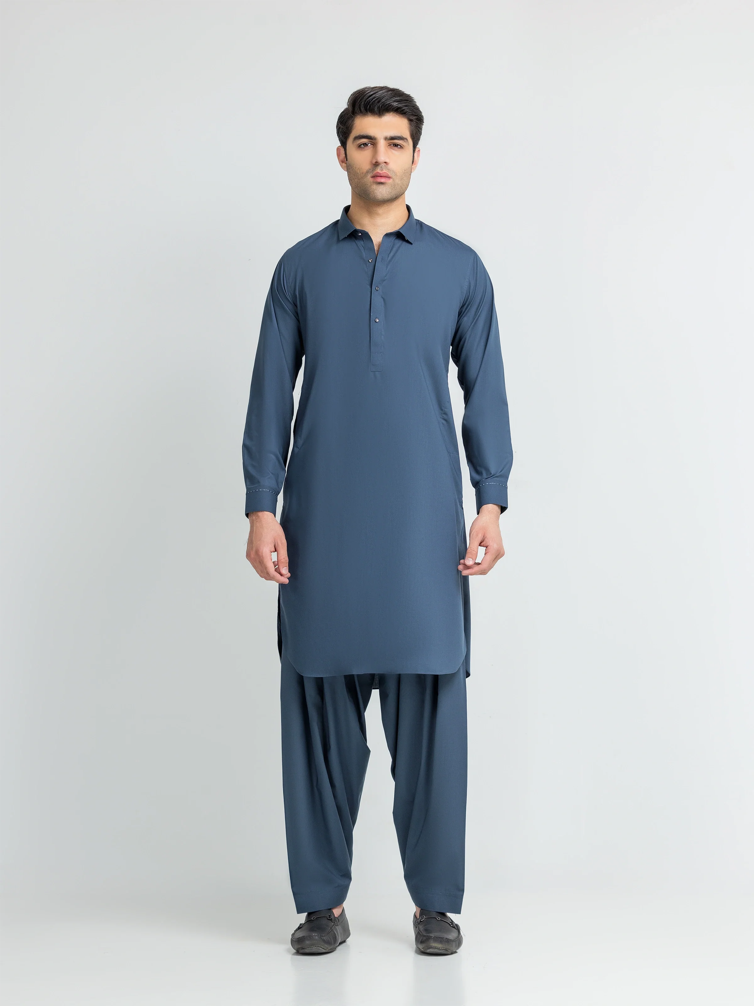 Men's Bluish Grey Shalwar Kameez - EMTKST5-99630