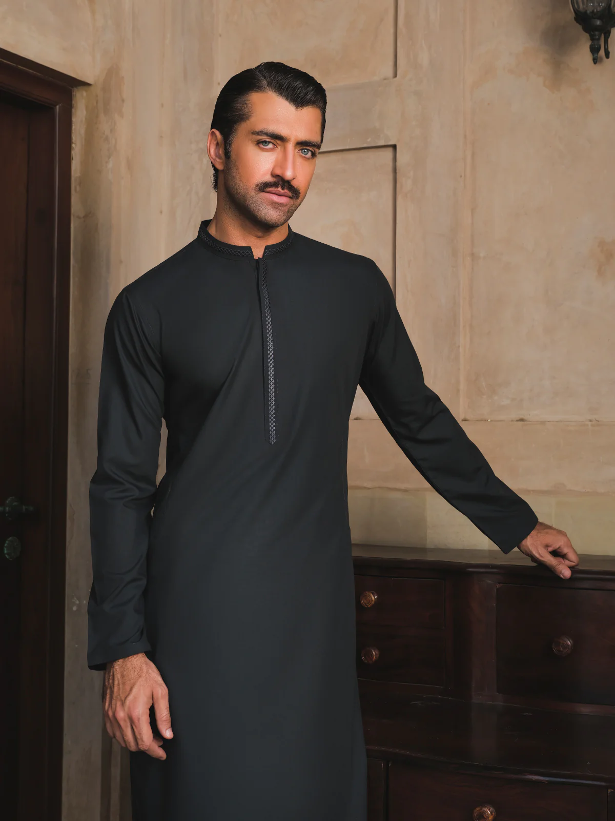 Men's Bottle Green Shalwar Kameez - EMTKS24-41108 - Image 6