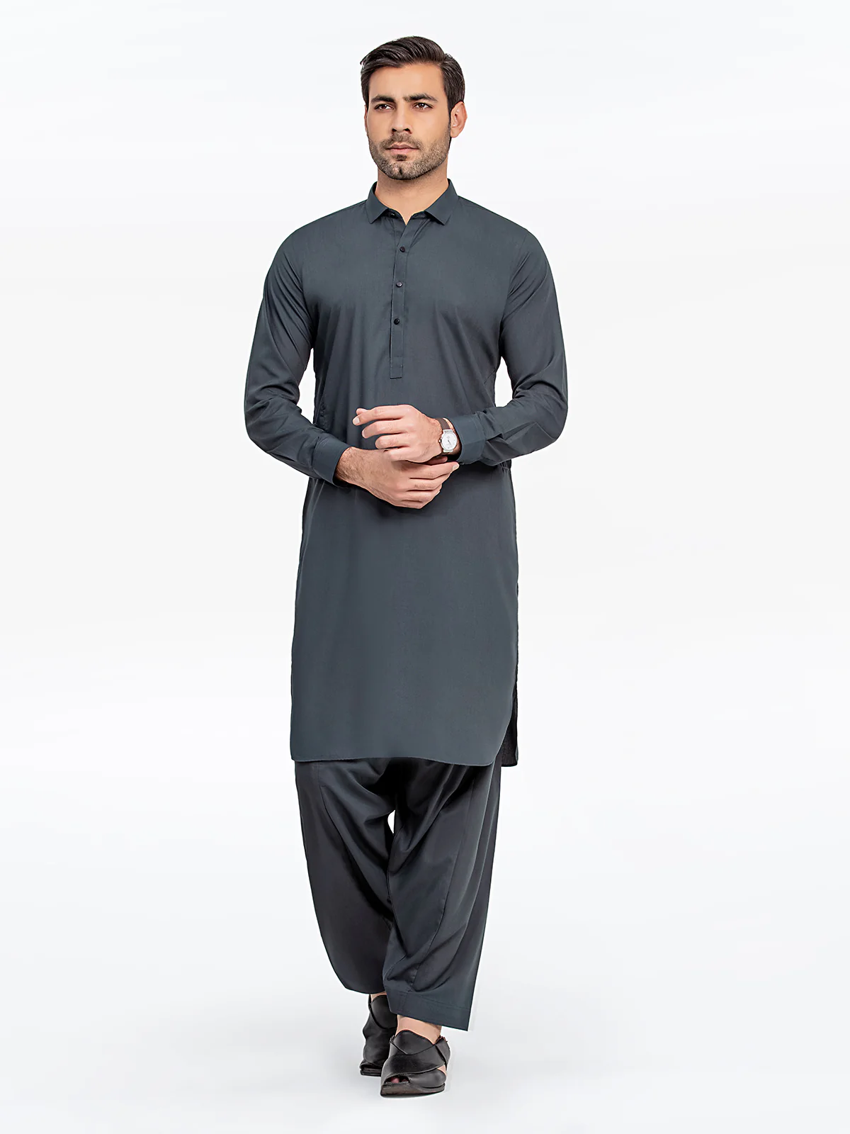 Men's Bottle Green Shalwar Kameez - EMTKS24S-41090