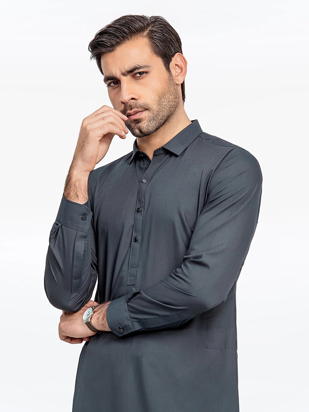 Men's Bottle Green Shalwar Kameez - EMTKS24S-41090 - Image 2