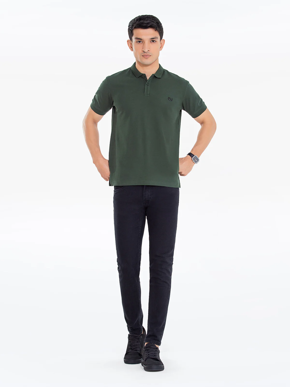 Men's Bottle Green Polo Shirt - EMTPS24-037 - Image 2
