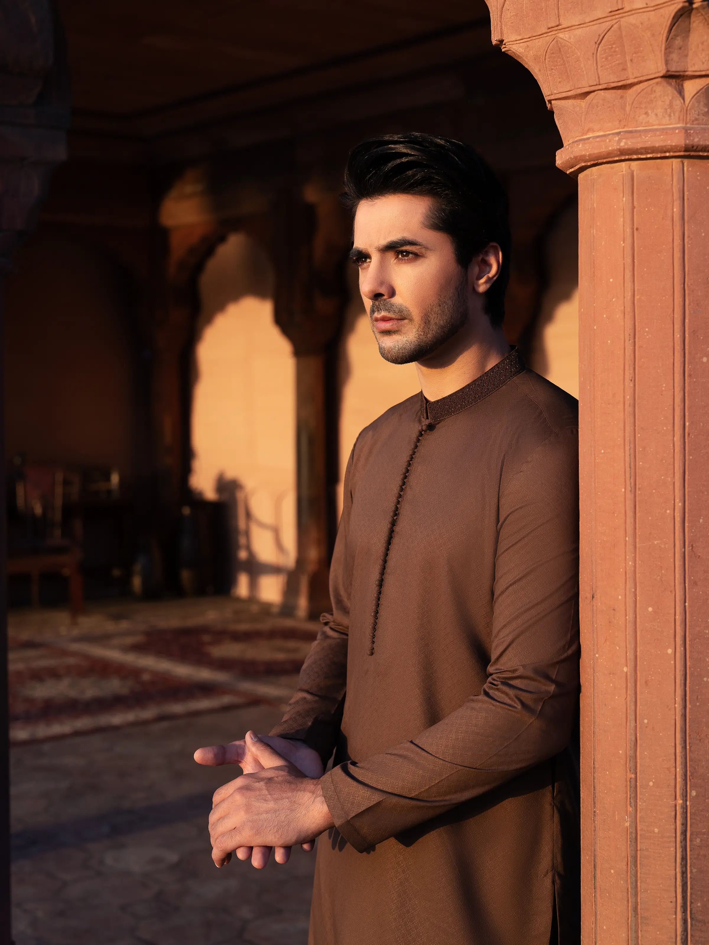 Men's Brown Kurta - EMTK5-99530 - Image 3