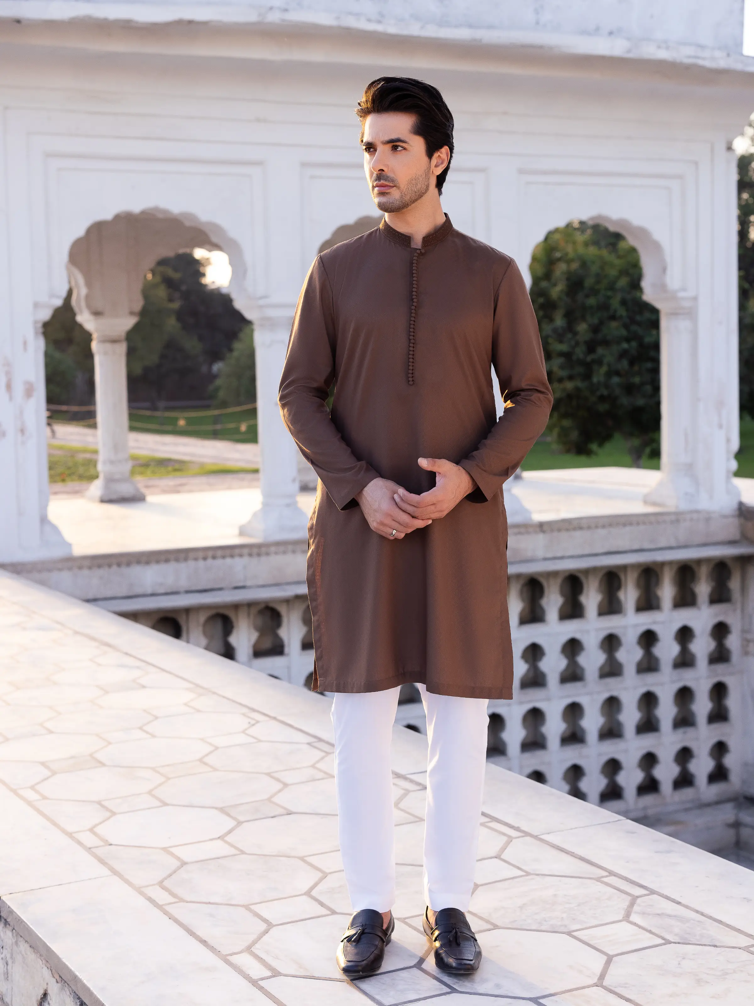 Men's Brown Kurta - EMTK5-99530 - Image 6