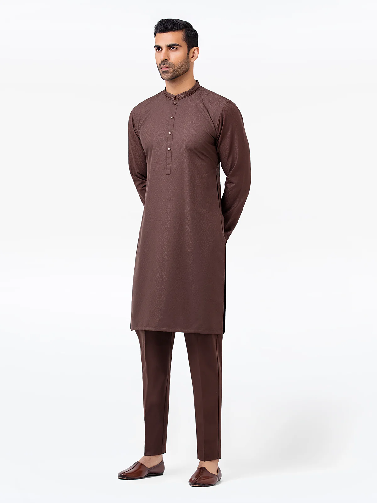 Men's Brown Kurta Pajama - EMTKPT24-016 - Image 3