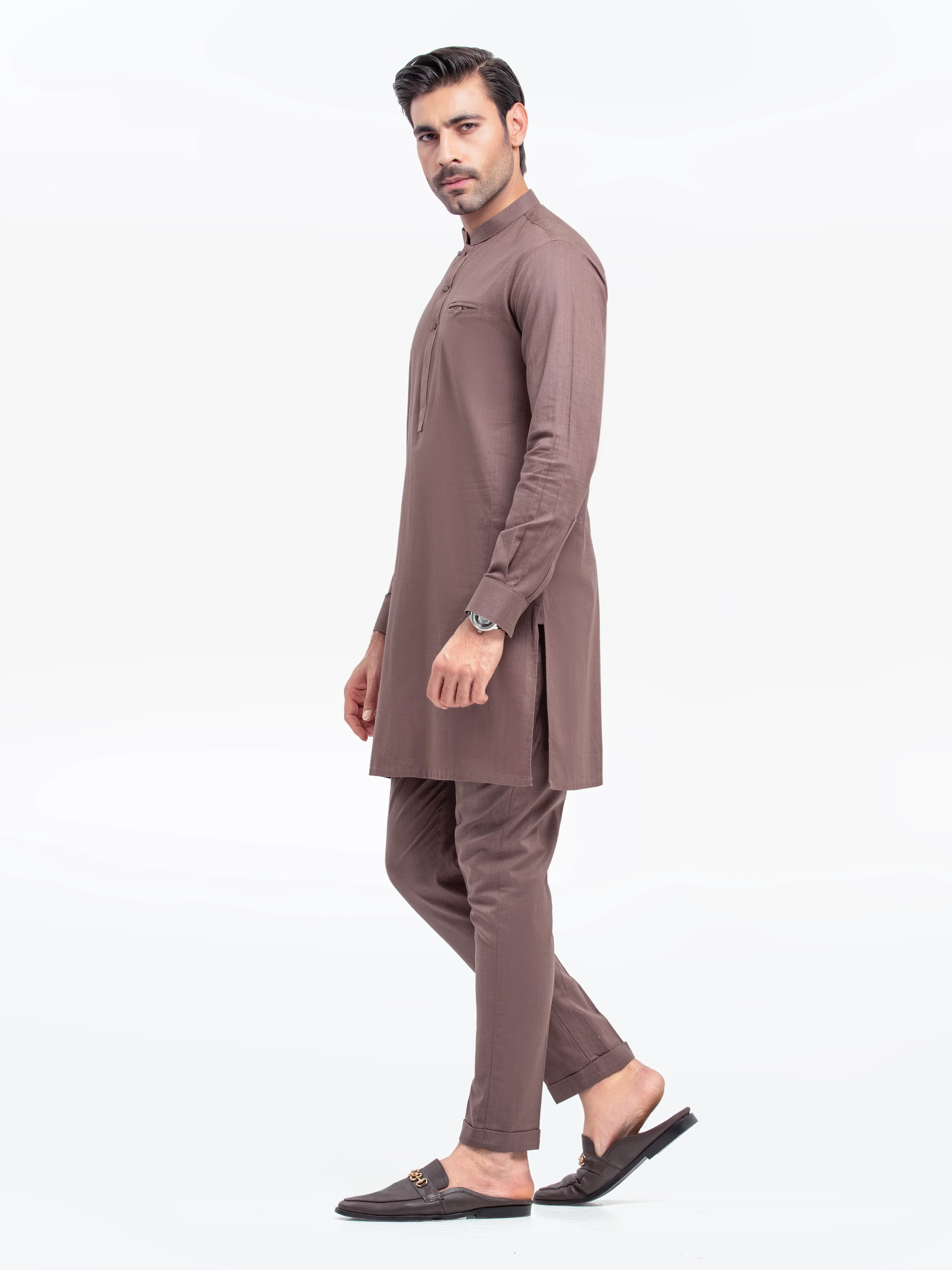 Men's Brown Kurta Pajama - EMTKPT25-049 - Image 4