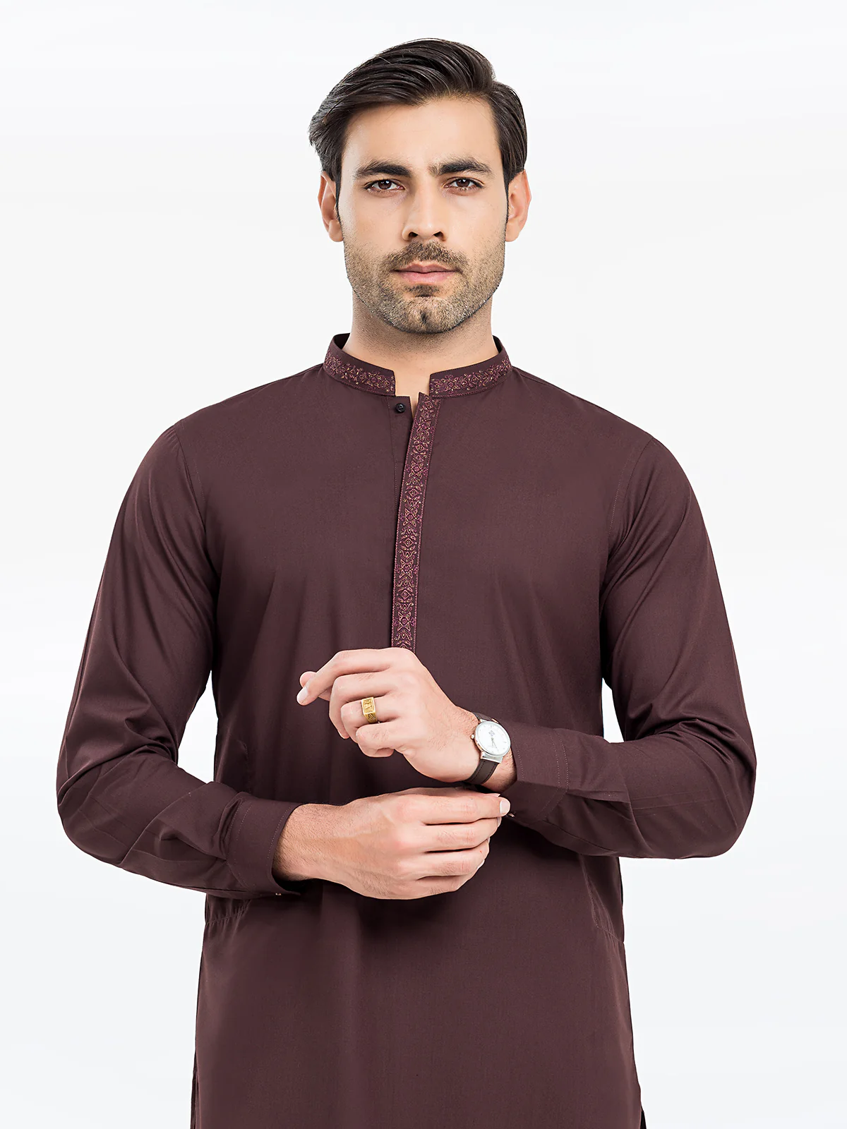 Men's Brown Shalwar Kameez - EMTKS24-41101 - Image 2
