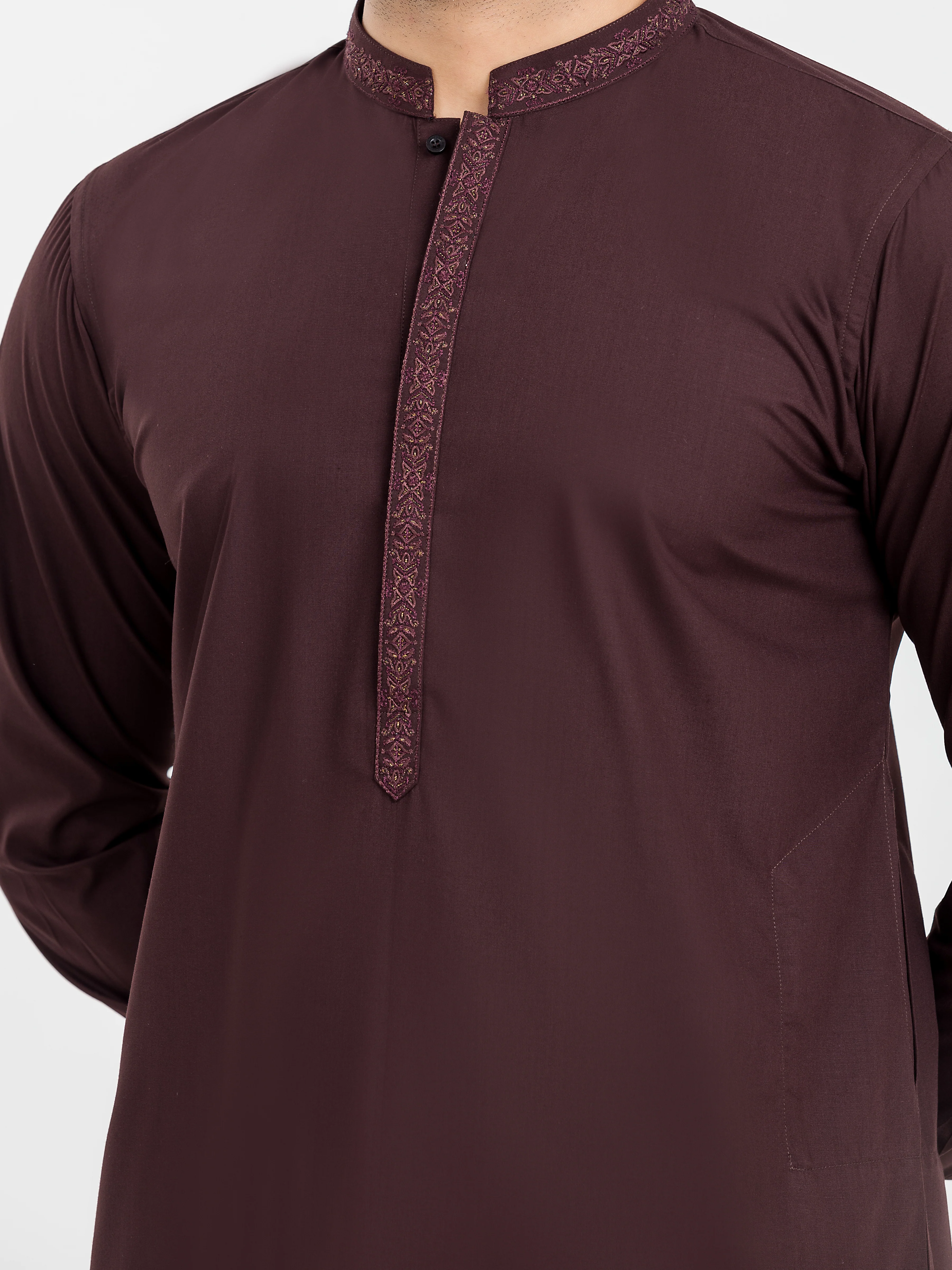 Men's Brown Shalwar Kameez - EMTKS24-41101 - Image 3