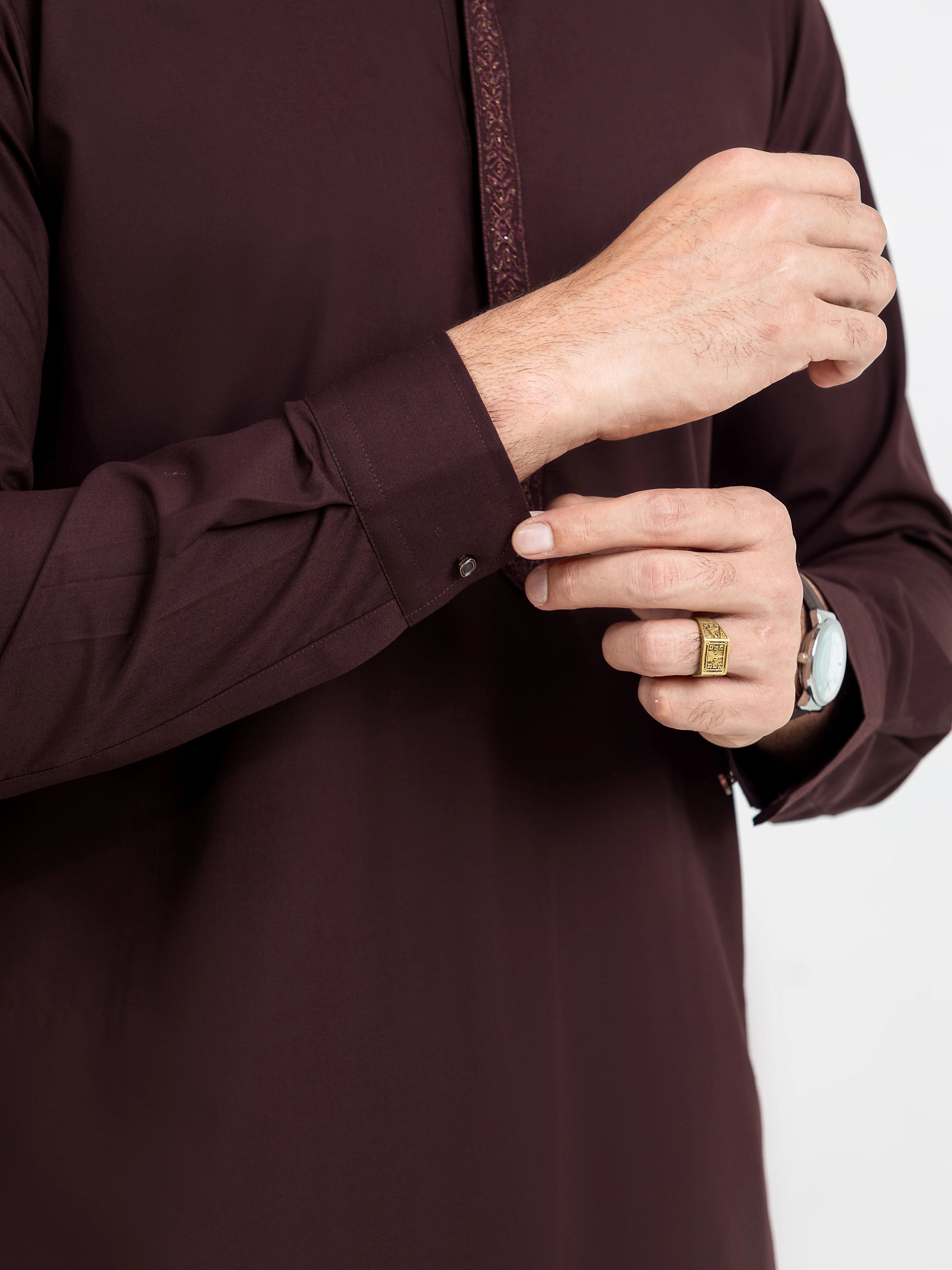 Men's Brown Shalwar Kameez - EMTKS24-41101 - Image 4