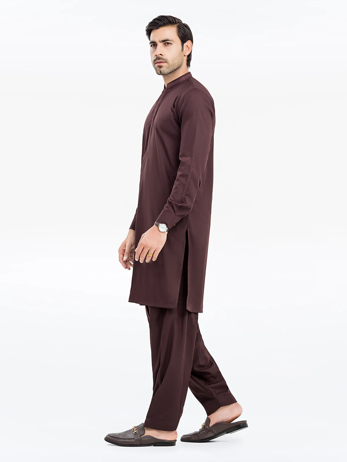 Men's Brown Shalwar Kameez - EMTKS24-41101 - Image 5