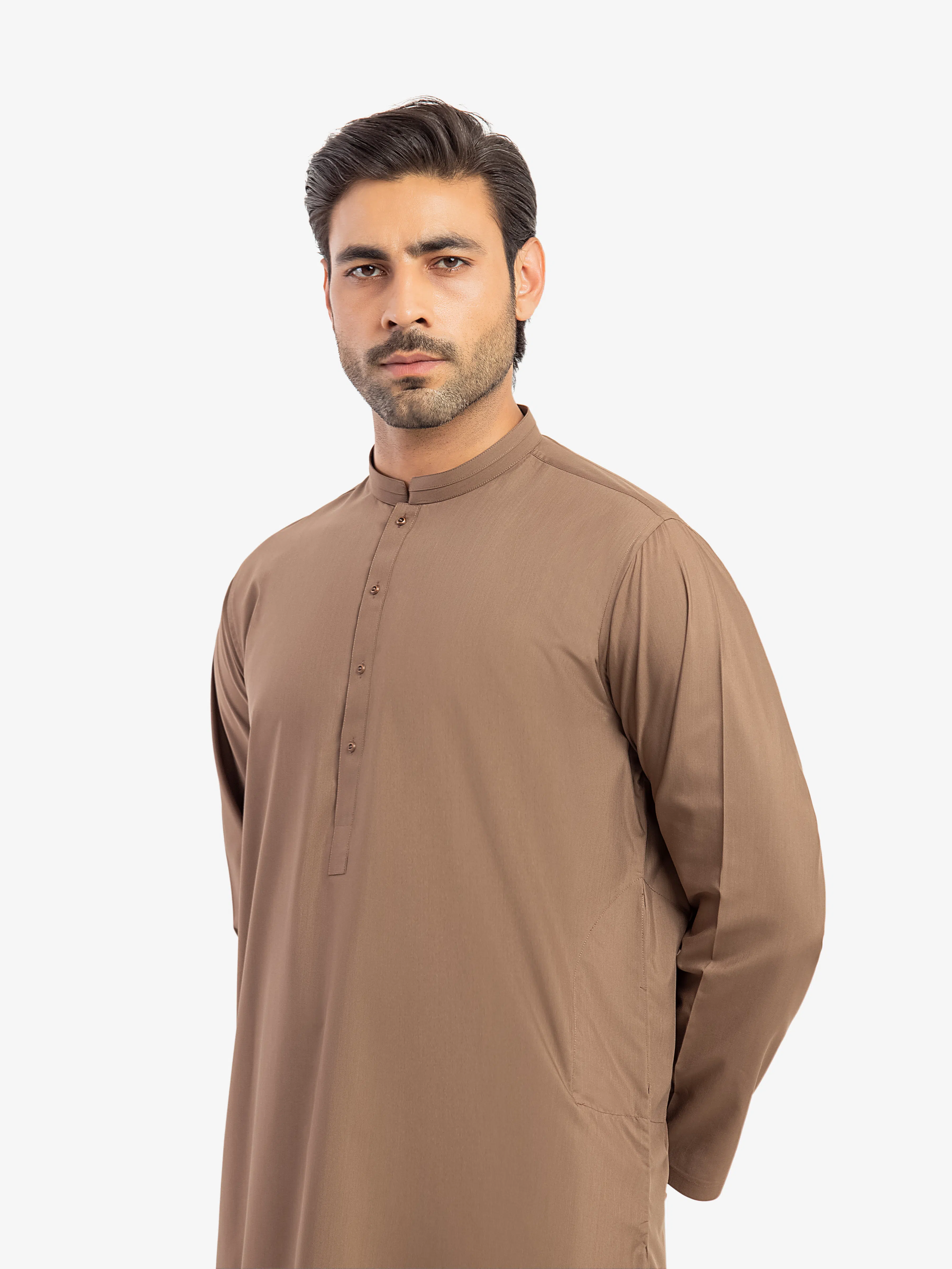 Men's Brown Shalwar Kameez - EMTKS5-41185 - Image 2