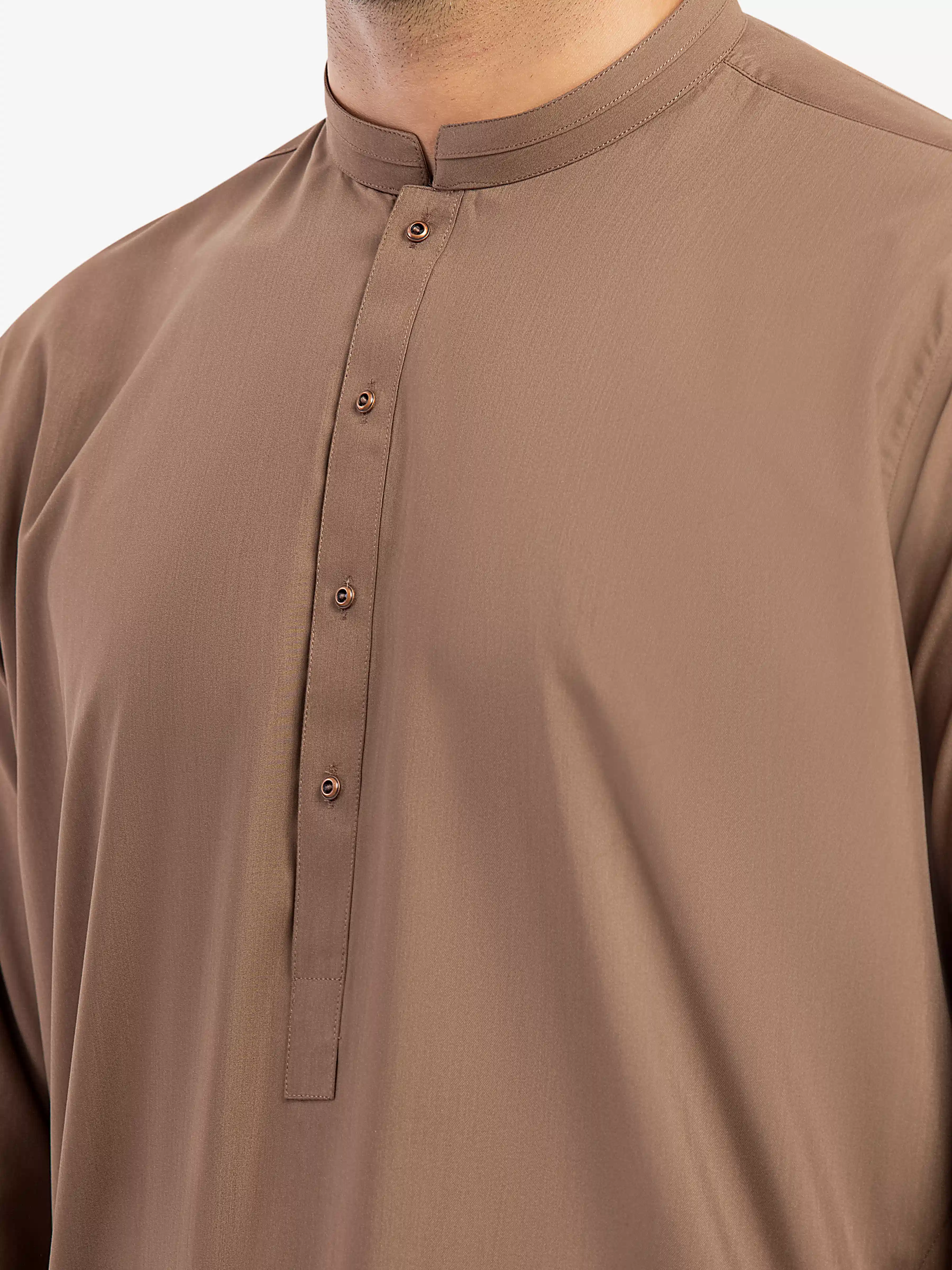 Men's Brown Shalwar Kameez - EMTKS5-41185 - Image 3