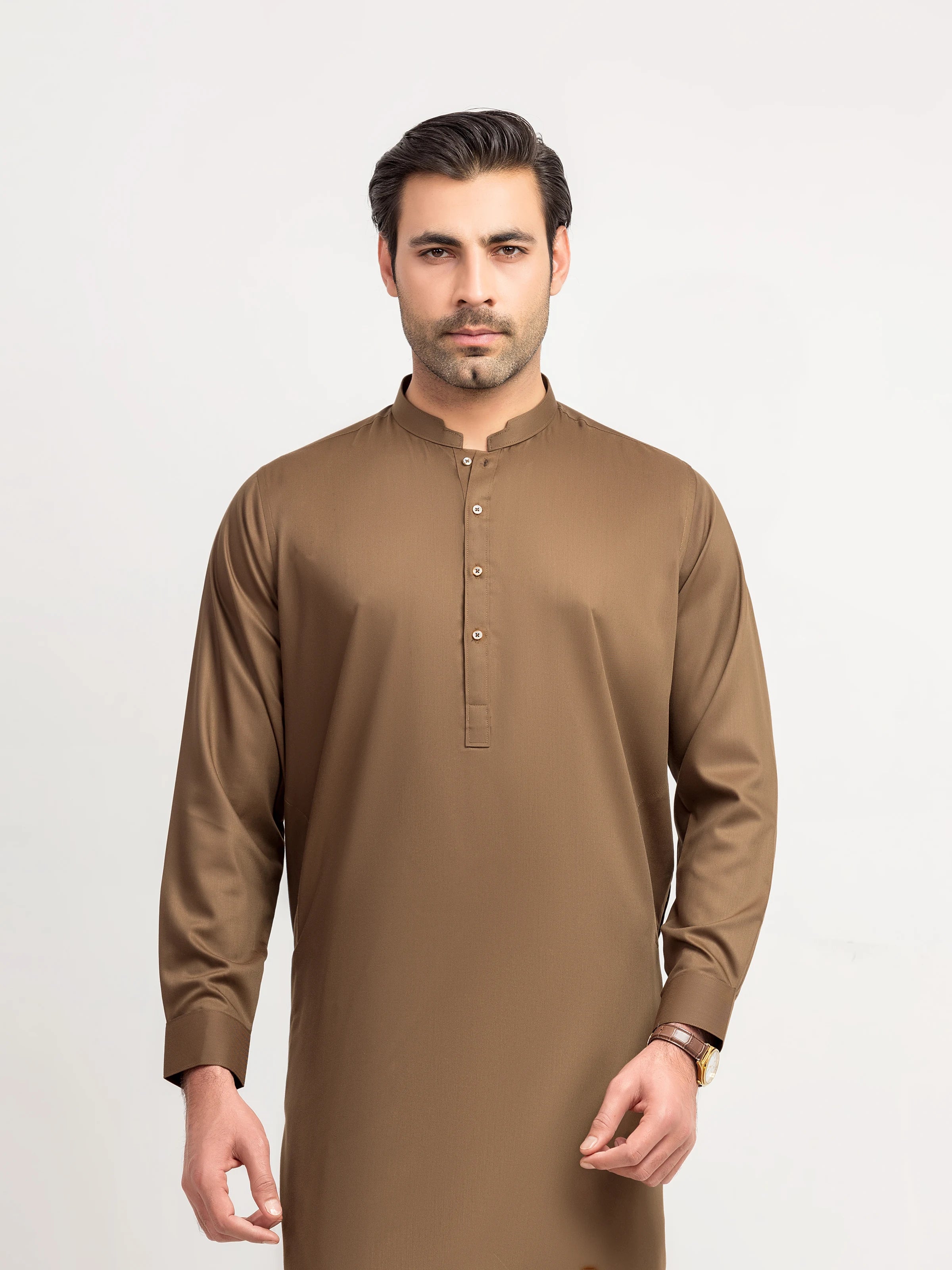 Men's Brown Shalwar Kameez - EMTKS5-41200 - Image 2