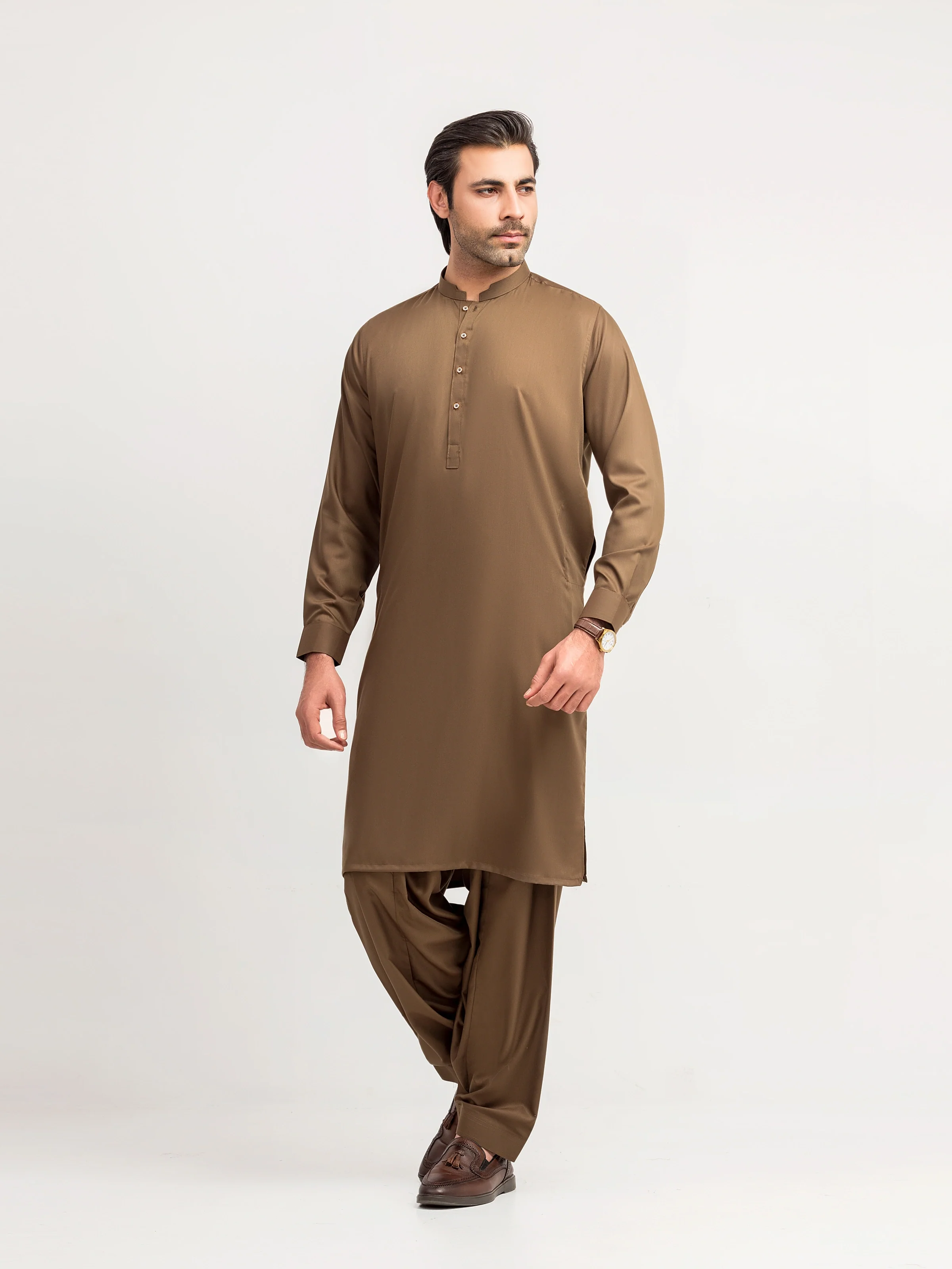 Men's Brown Shalwar Kameez - EMTKS5-41200 - Image 5