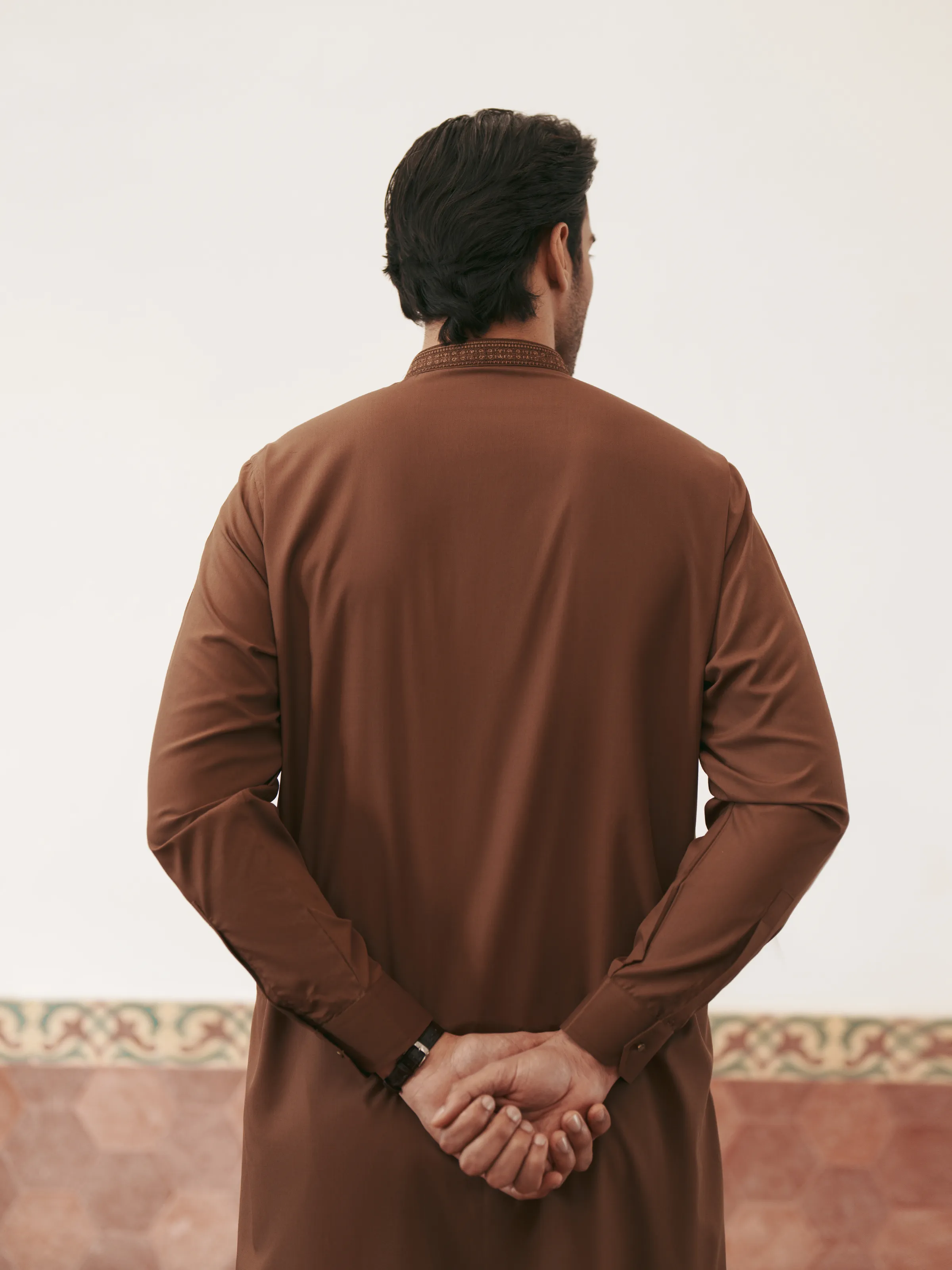 Men's Brown Shalwar Kameez - EMTKS5-41211 - Image 5