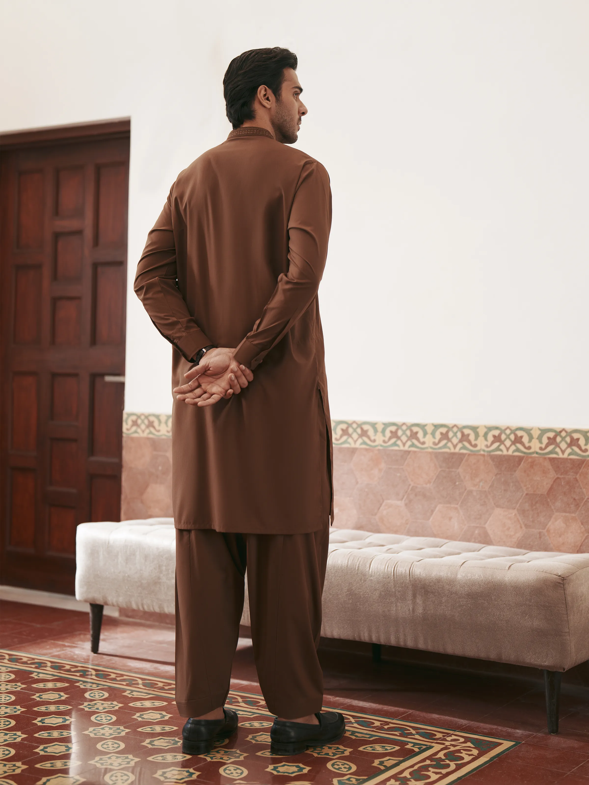 Men's Brown Shalwar Kameez - EMTKS5-41211 - Image 6