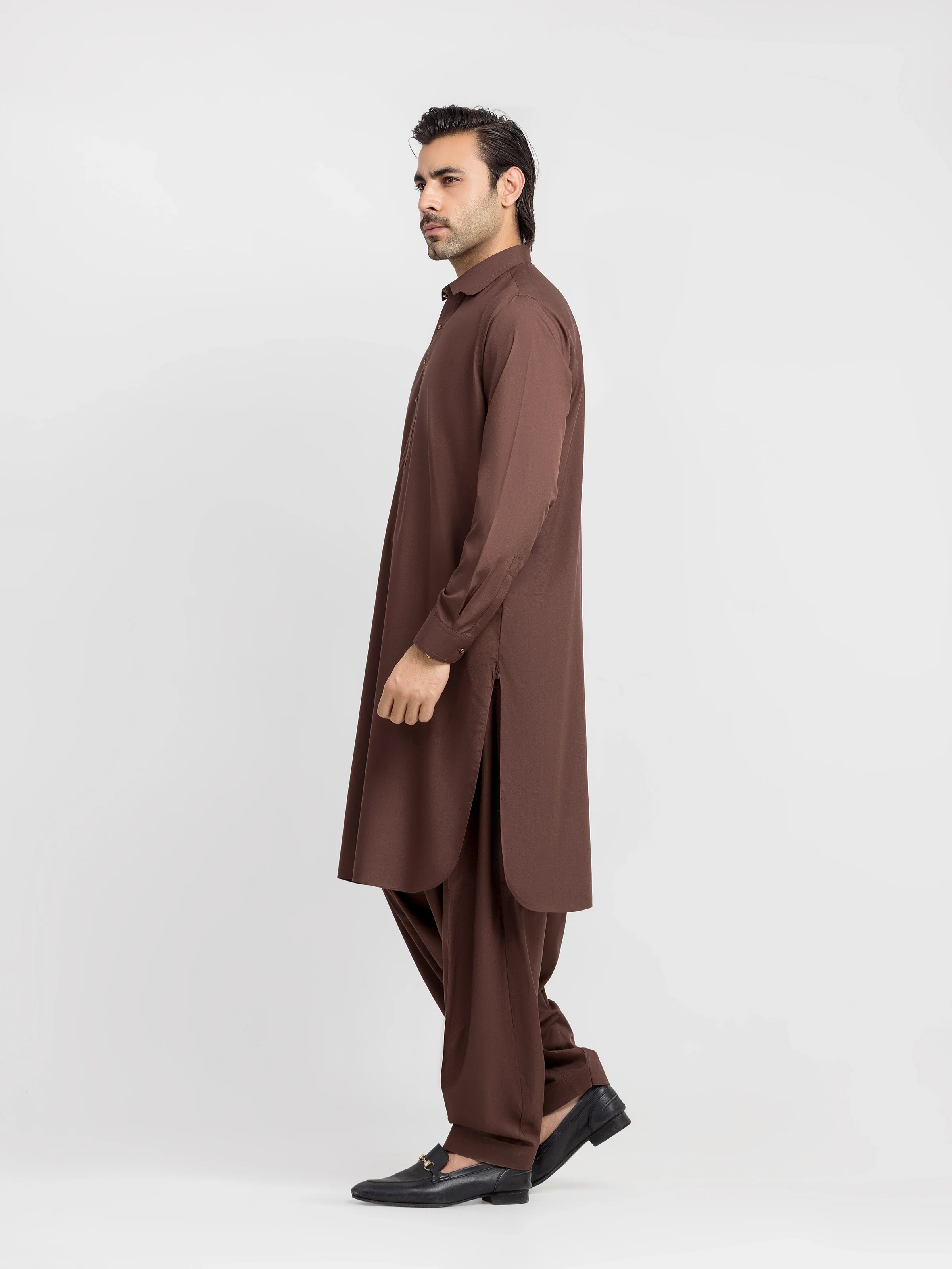 Men's Brown Shalwar Kameez - EMTKS6-41237 - Image 5