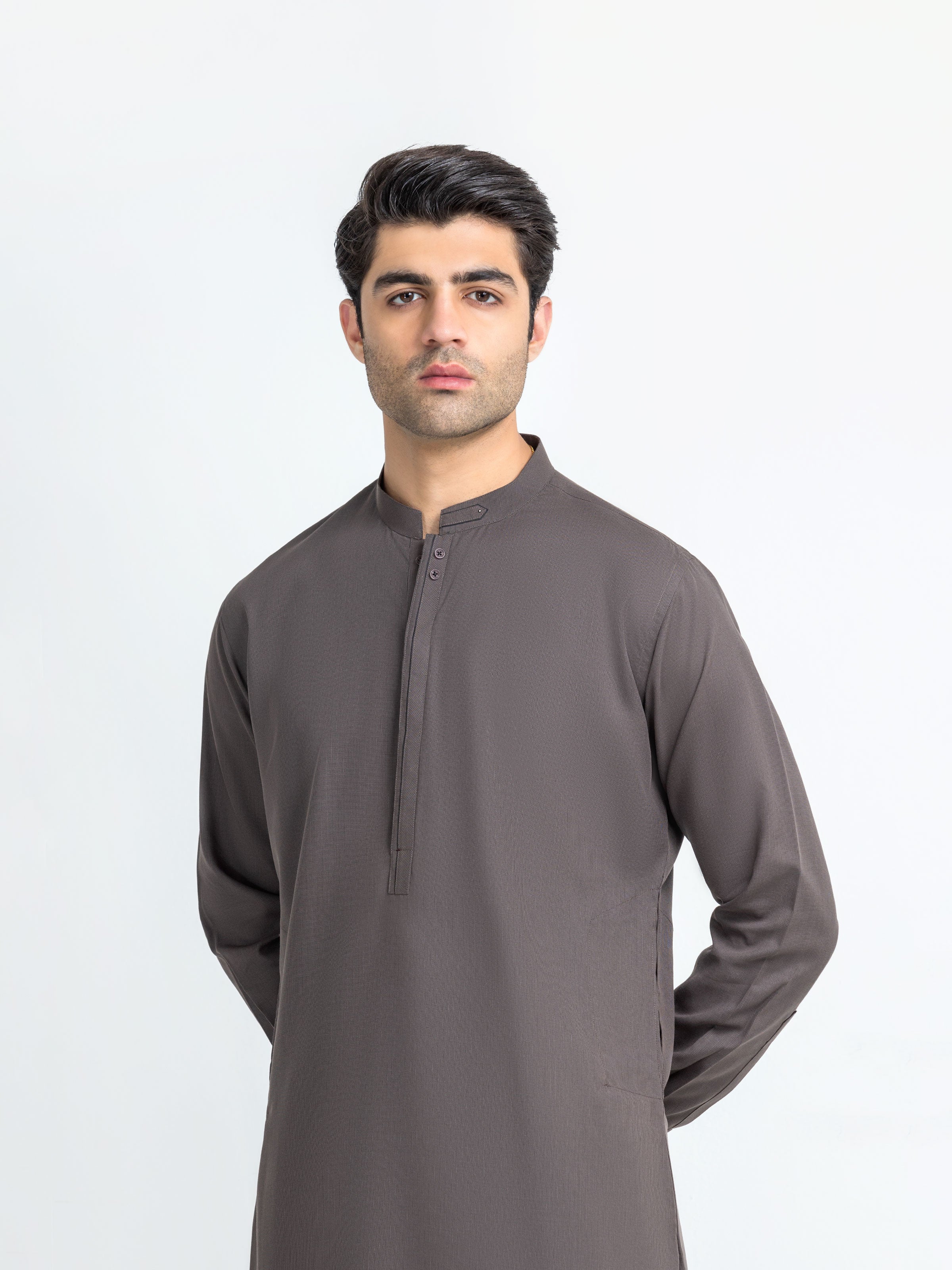 Men's Brown Kurta Shalwar - EMTKS6-41253 - Image 2