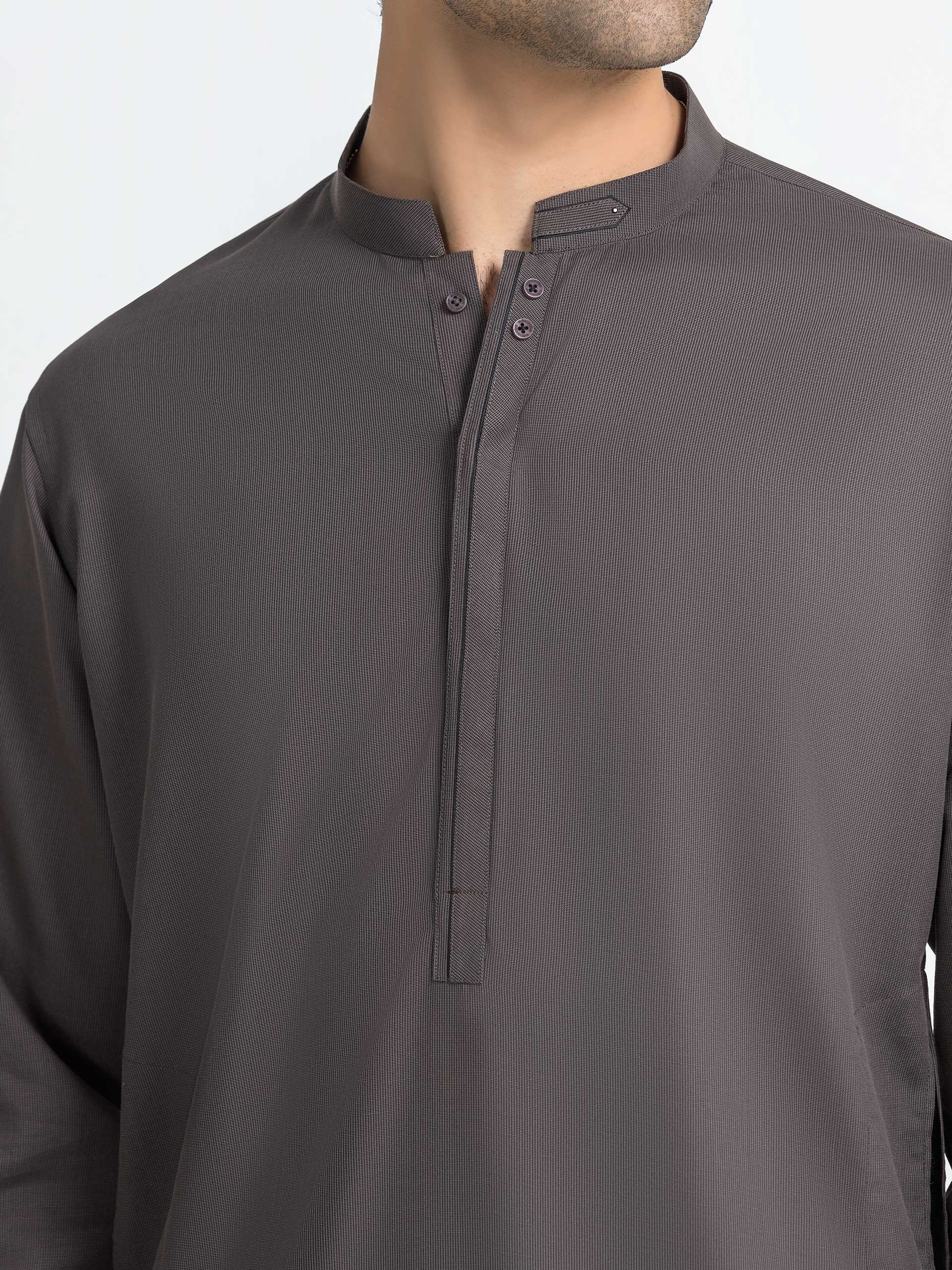 Men's Brown Kurta Shalwar - EMTKS6-41253 - Image 3