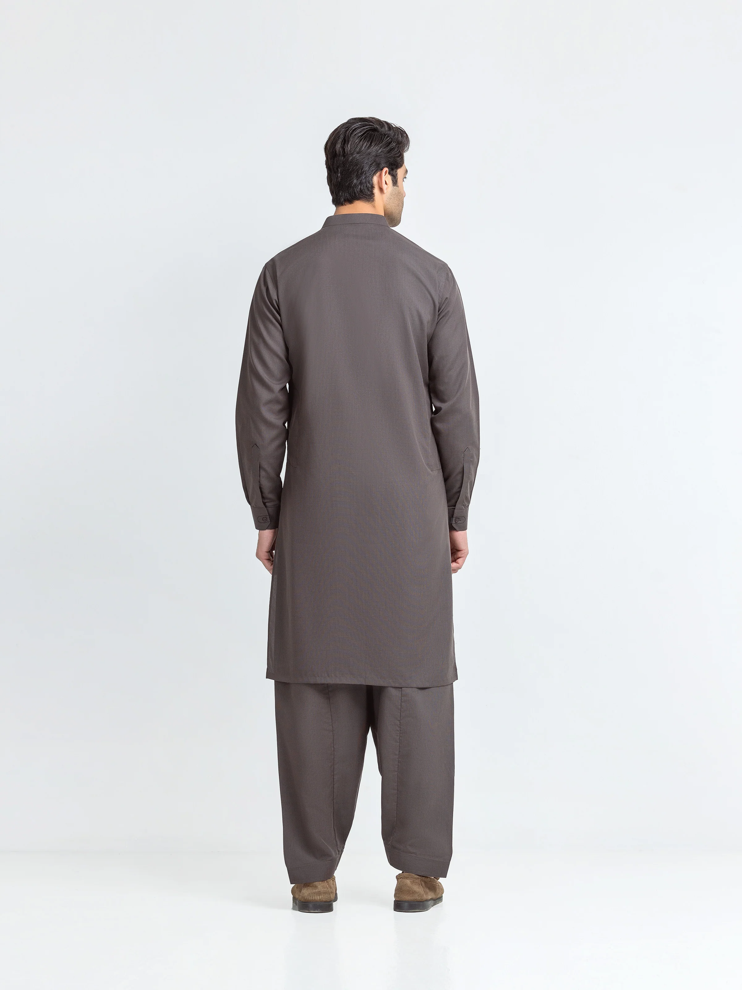 Men's Brown Kurta Shalwar - EMTKS6-41253 - Image 4