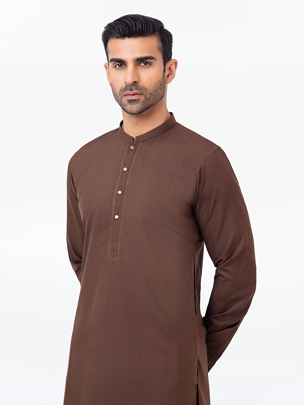 Men's Brown Shalwar Kameez - EMTKST24-011 - Image 2