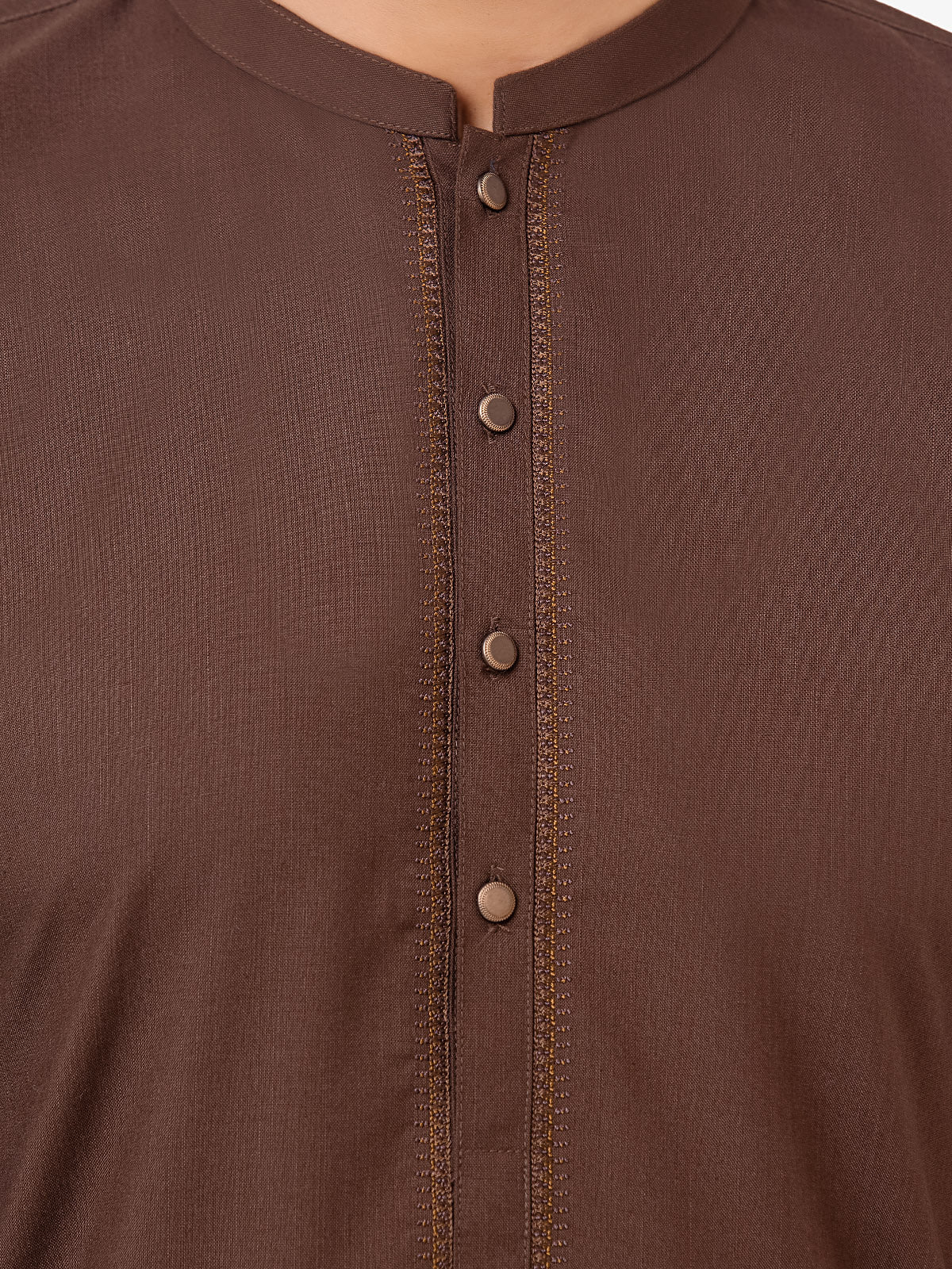 Men's Brown Shalwar Kameez - EMTKST24-011 - Image 3