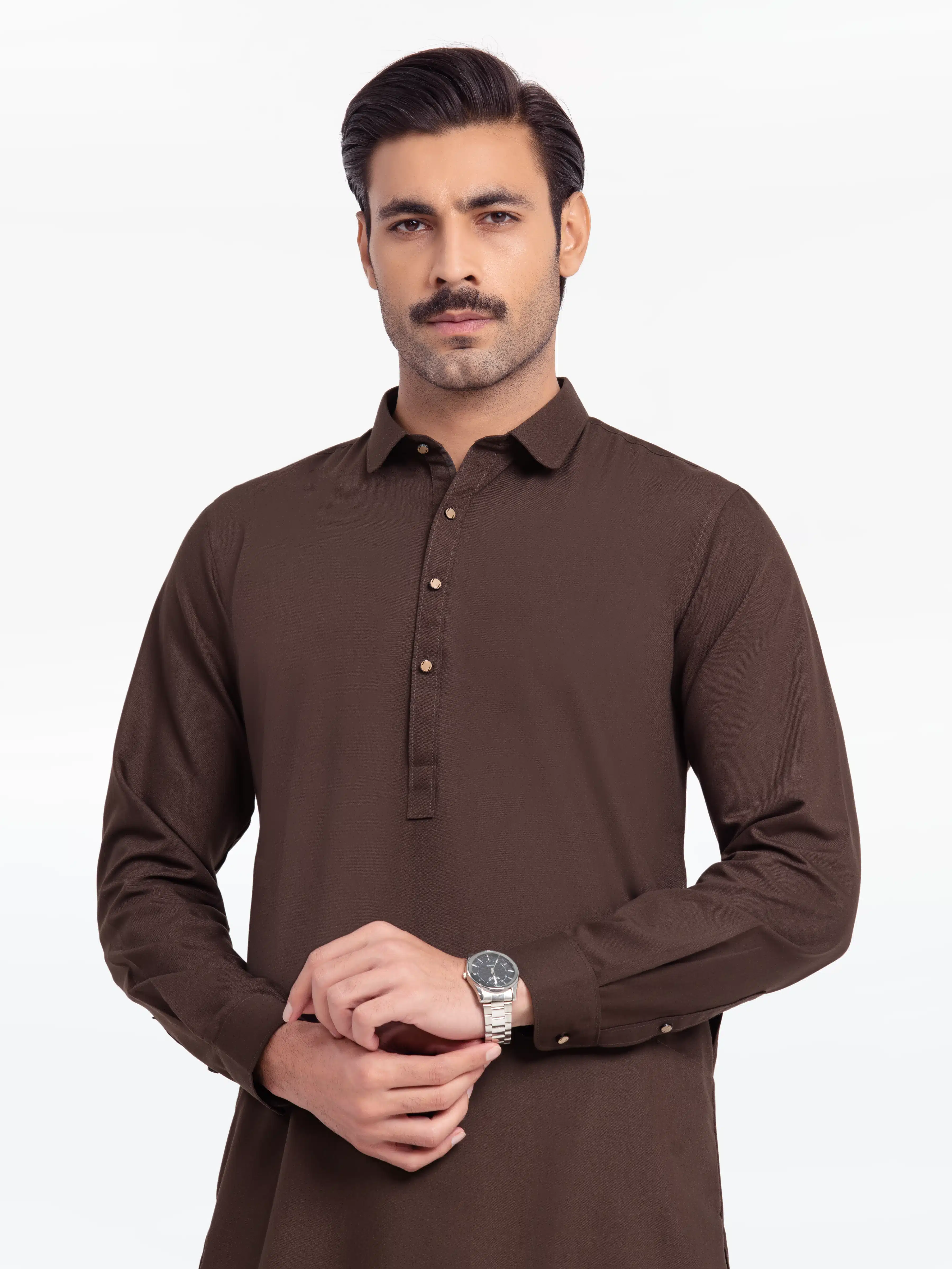 Men's Brown Shalwar Kameez - EMTKST24-99486 - Image 2