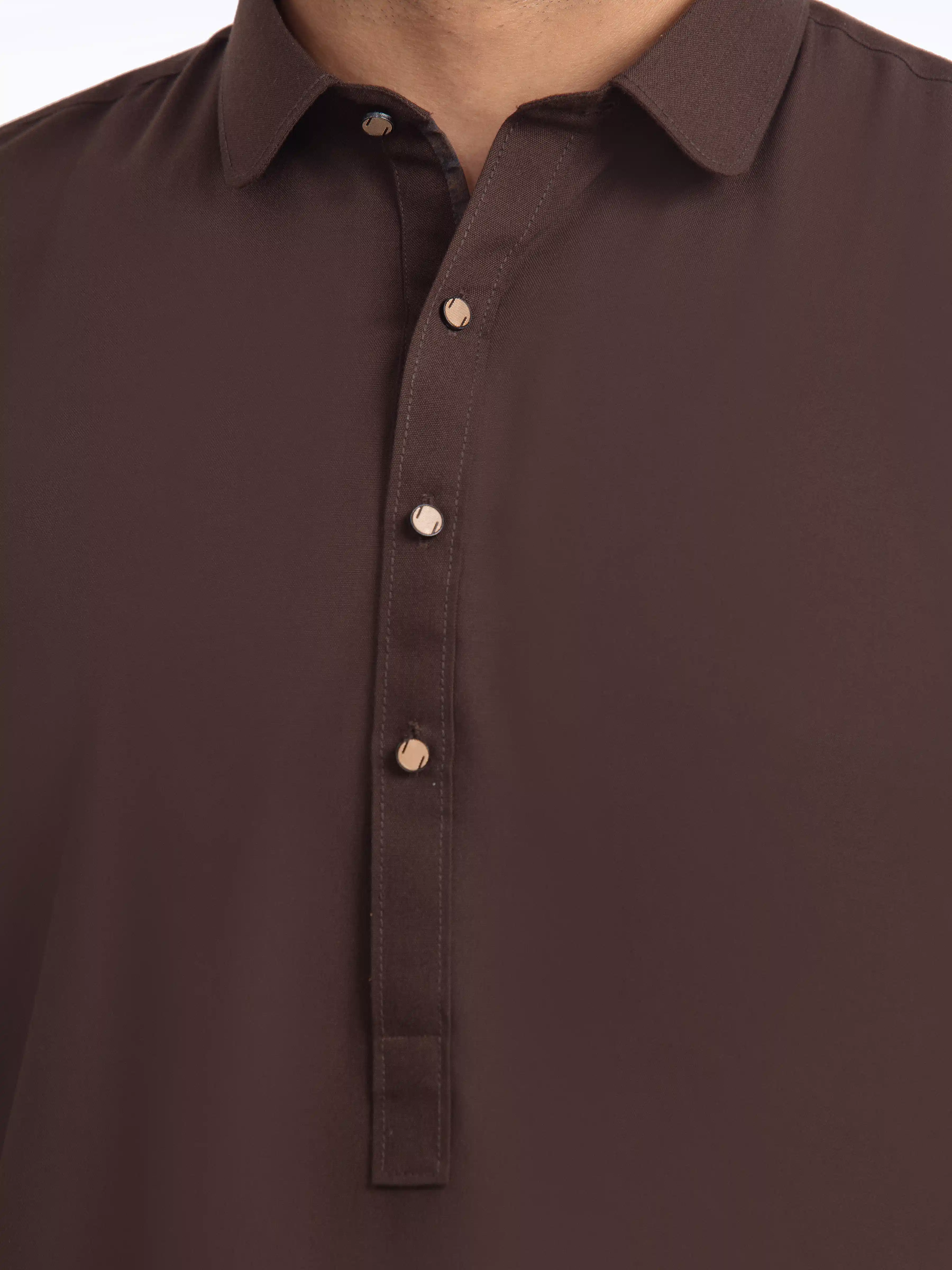Men's Brown Shalwar Kameez - EMTKST24-99486 - Image 3