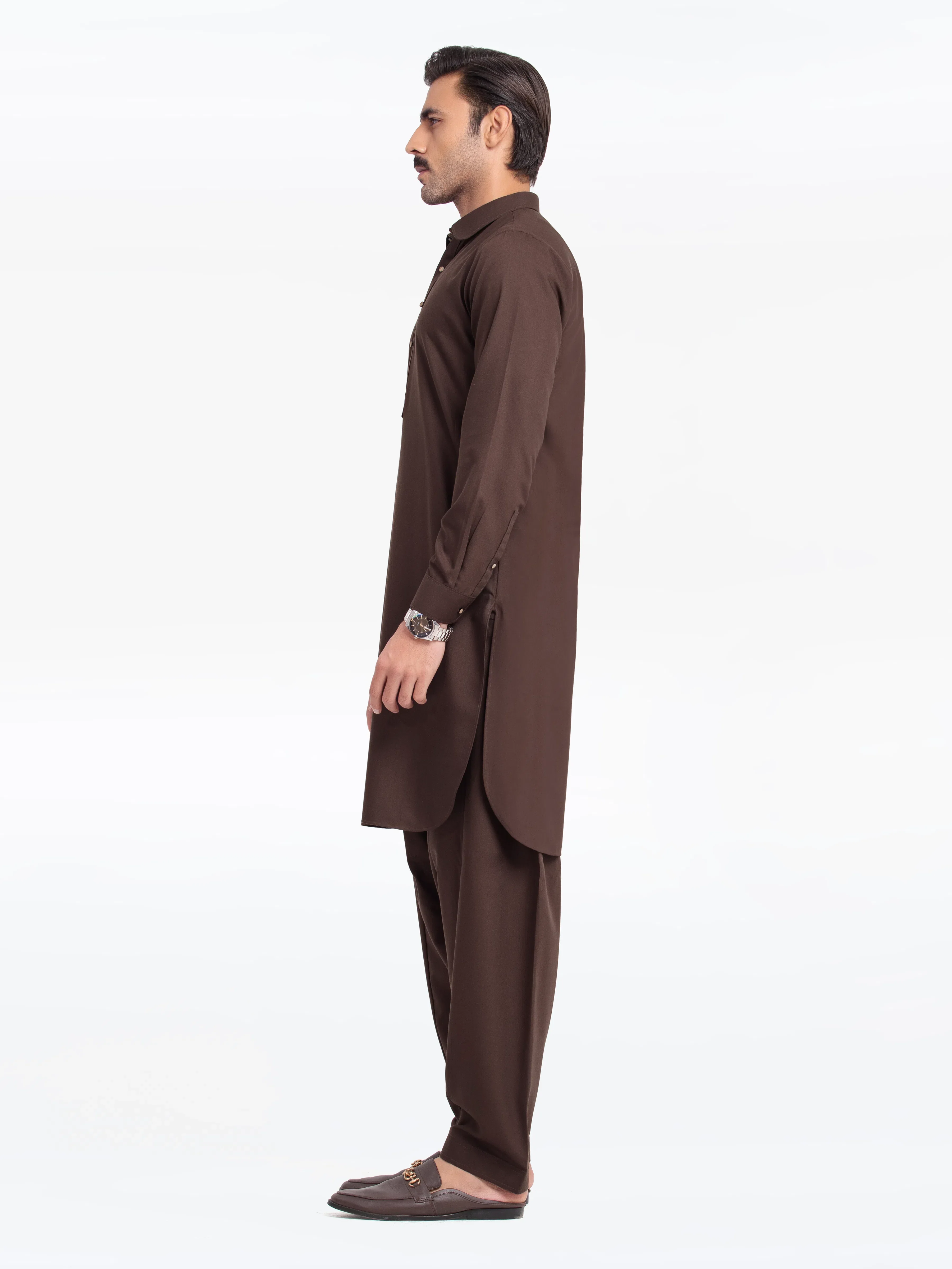Men's Brown Shalwar Kameez - EMTKST24-99486 - Image 5