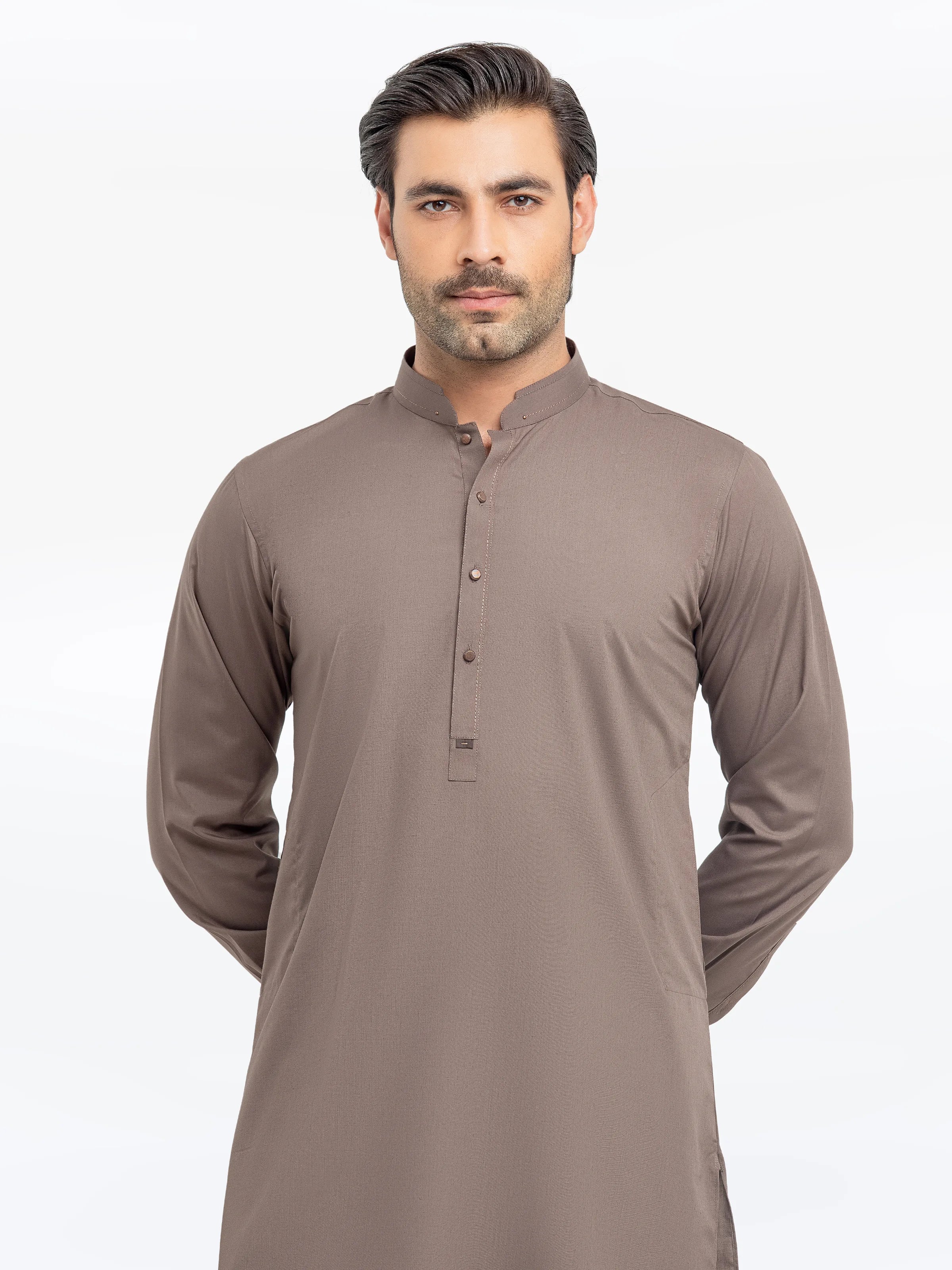 Men's Brown Shalwar Kameez - EMTKST5-99561 - Image 2