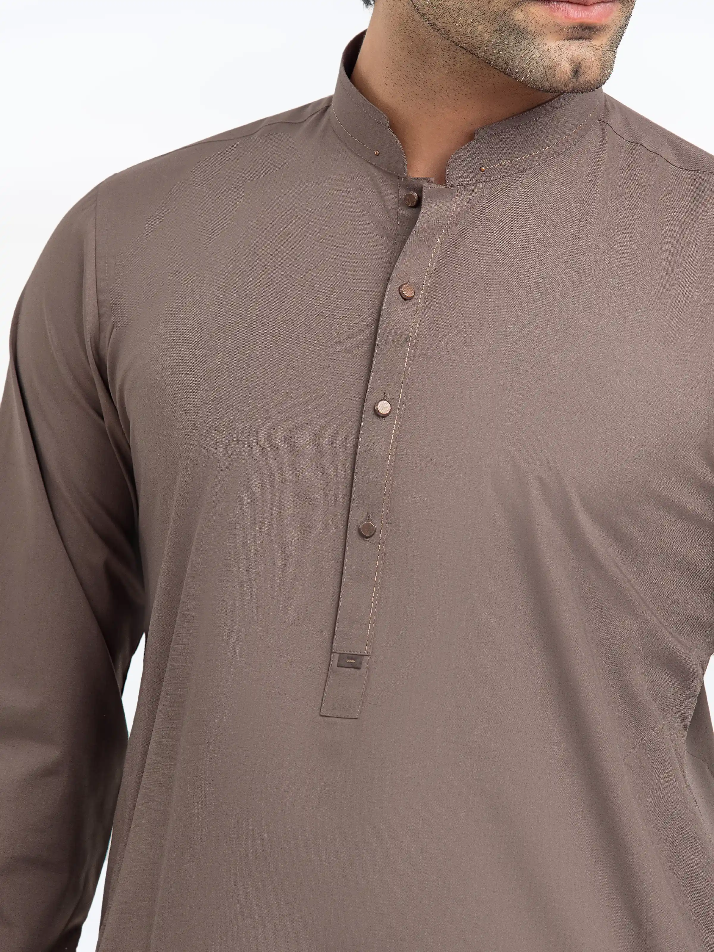 Men's Brown Shalwar Kameez - EMTKST5-99561 - Image 3