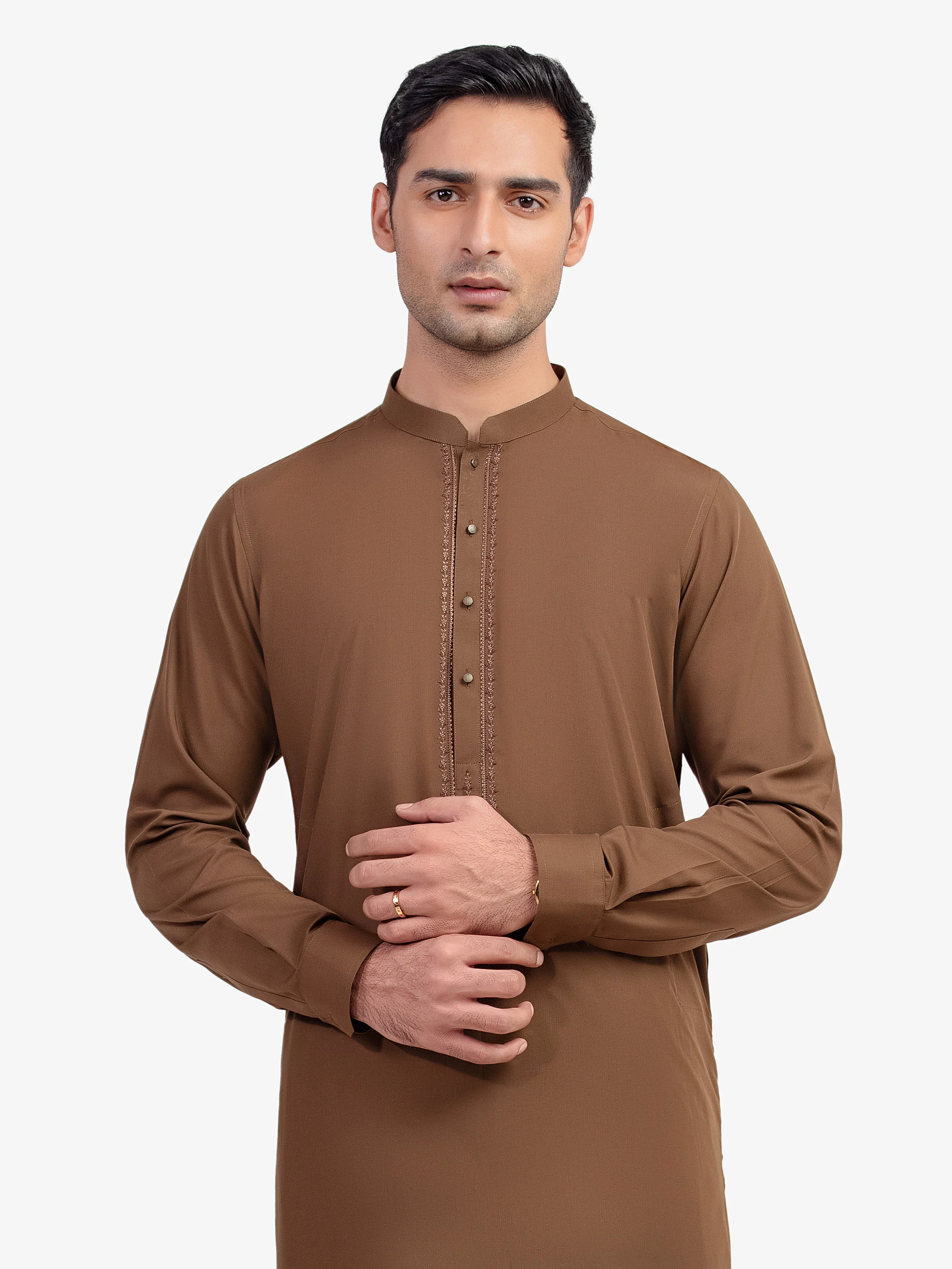 Men's Brown Shalwar Kameez - EMTKST5-99580 - Image 2
